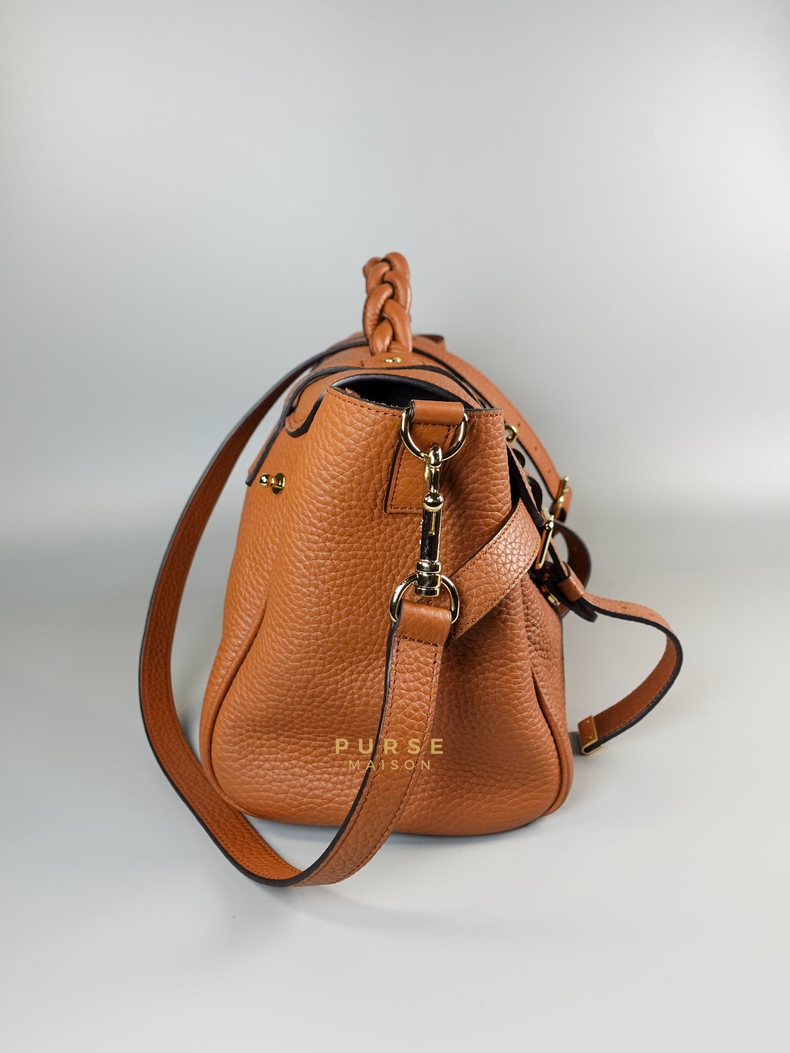 Alexa Bag in Chestnut Grain Leather Bag | Purse Maison Luxury Bags Shop