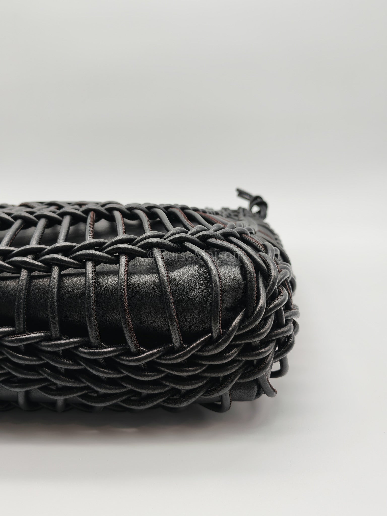 Allknots Woven Tote Bag in Black Lambskin Leather | Purse Maison Luxury Bags Shop