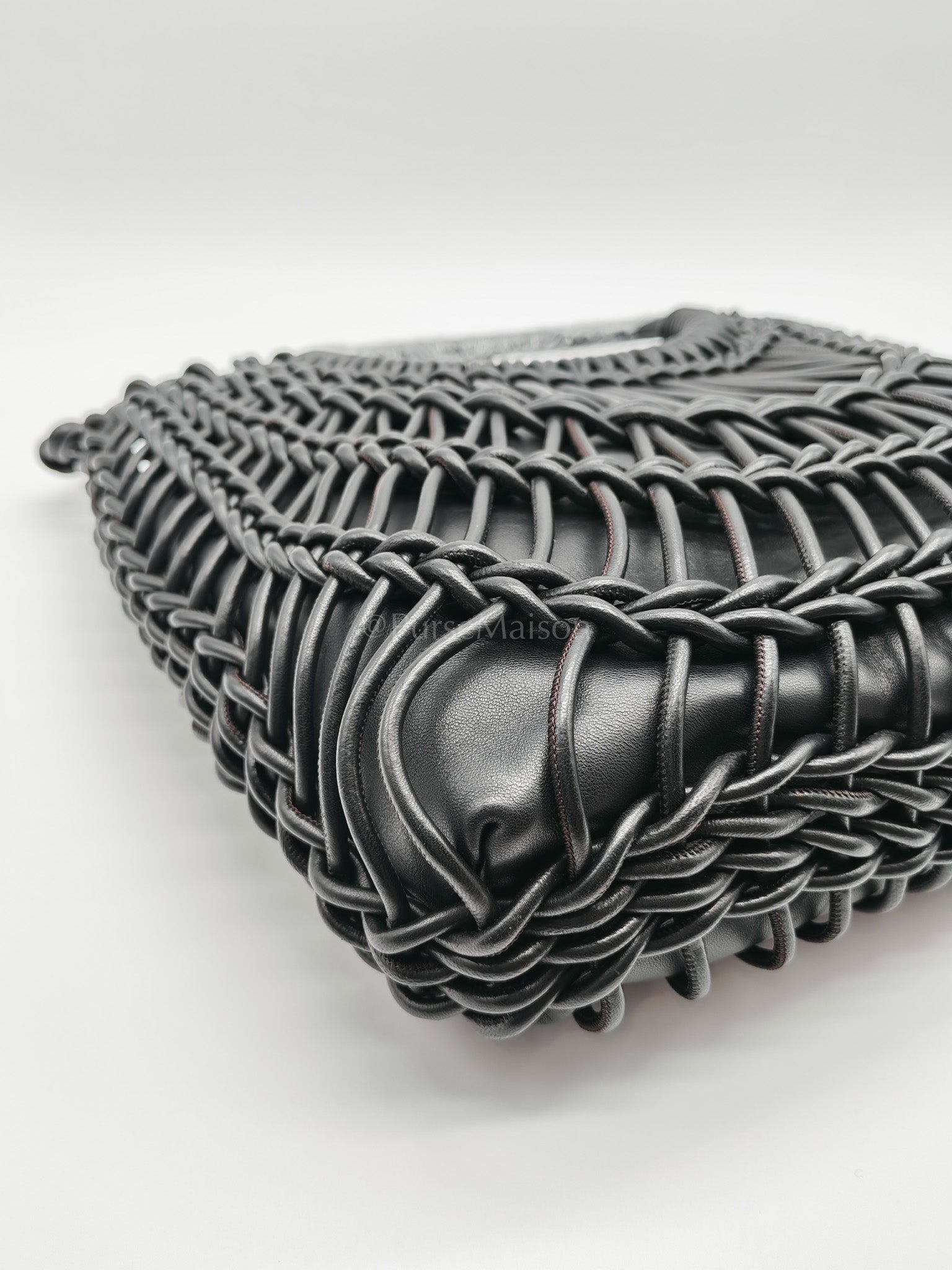 Allknots Woven Tote Bag in Black Lambskin Leather | Purse Maison Luxury Bags Shop