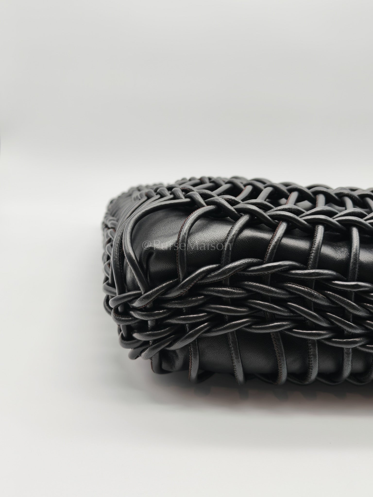 Allknots Woven Tote Bag in Black Lambskin Leather | Purse Maison Luxury Bags Shop