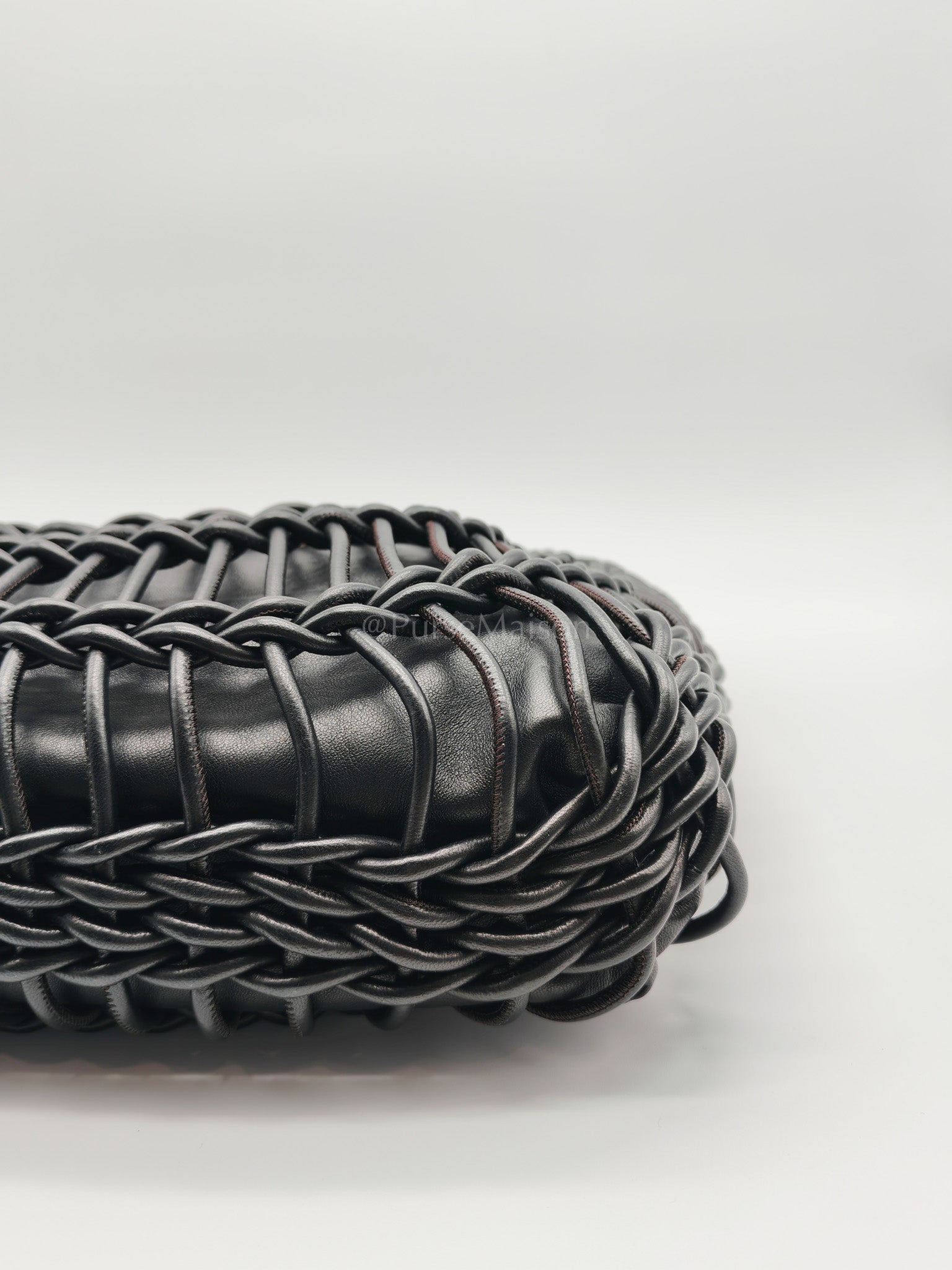 Allknots Woven Tote Bag in Black Lambskin Leather | Purse Maison Luxury Bags Shop