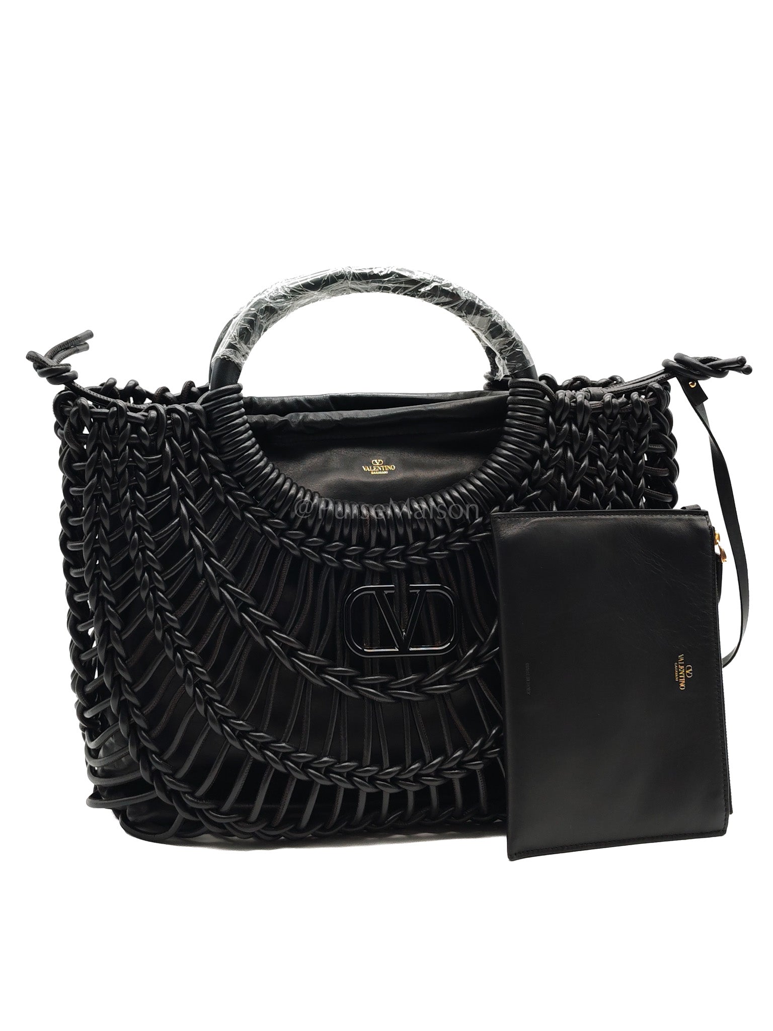 Allknots Woven Tote Bag in Black Lambskin Leather | Purse Maison Luxury Bags Shop