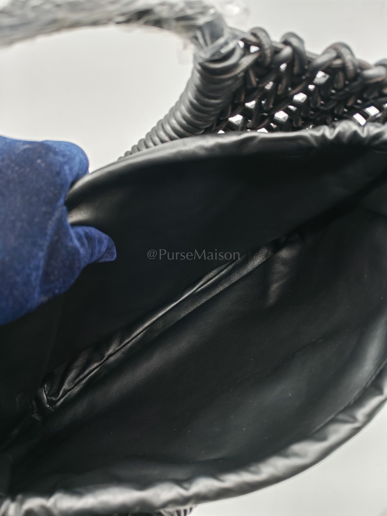 Allknots Woven Tote Bag in Black Lambskin Leather | Purse Maison Luxury Bags Shop