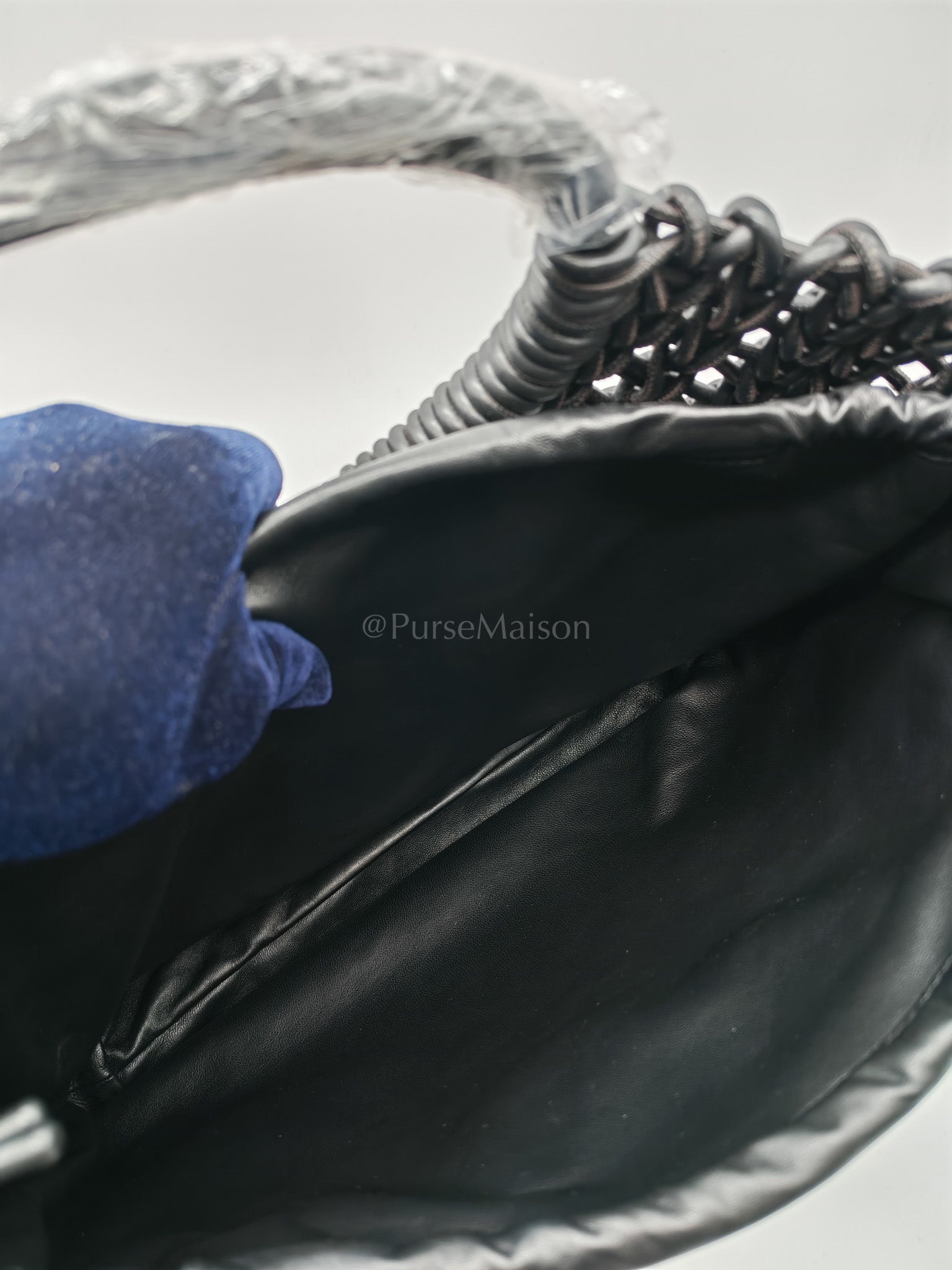 Allknots Woven Tote Bag in Black Lambskin Leather | Purse Maison Luxury Bags Shop