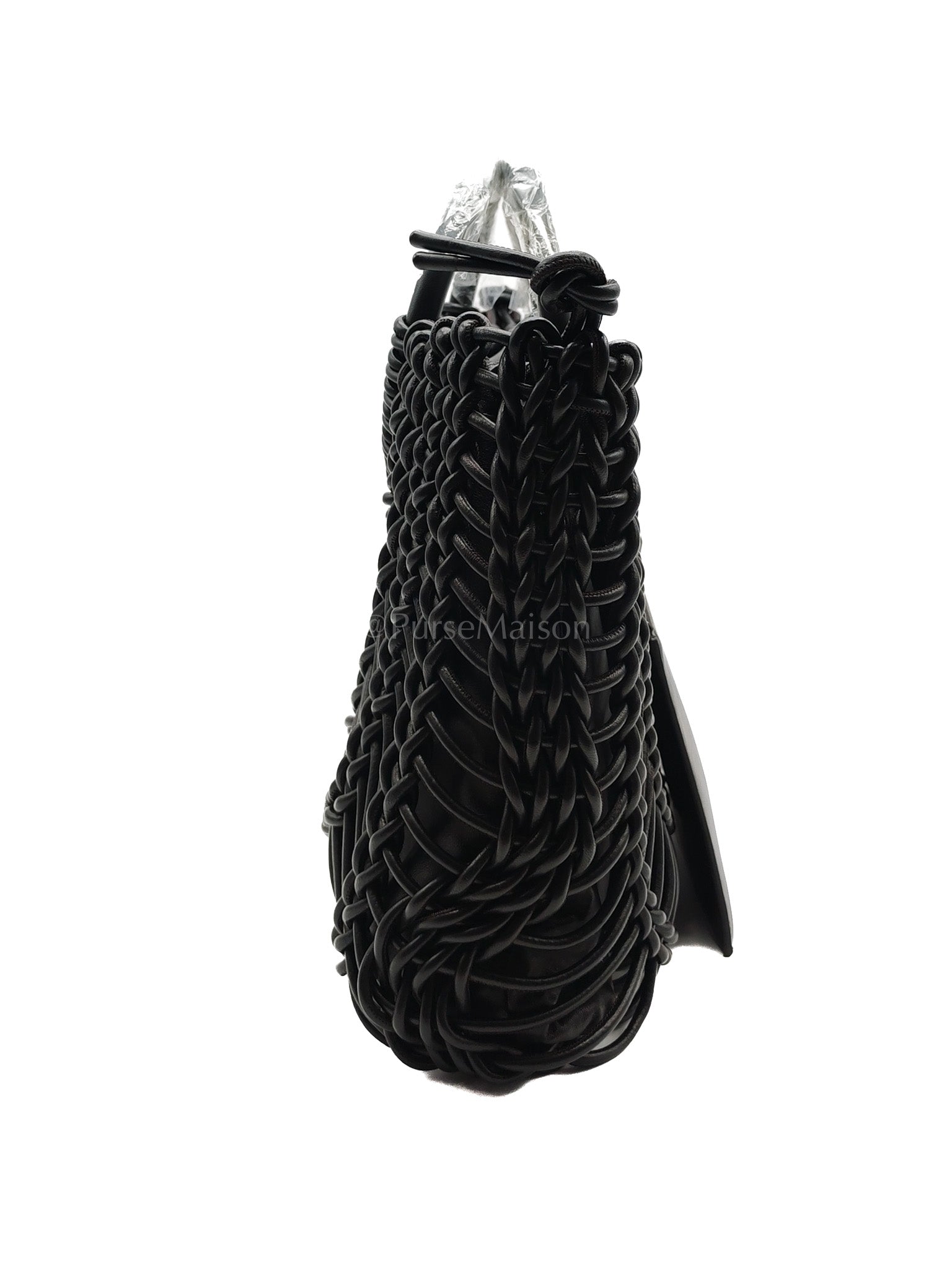 Allknots Woven Tote Bag in Black Lambskin Leather | Purse Maison Luxury Bags Shop