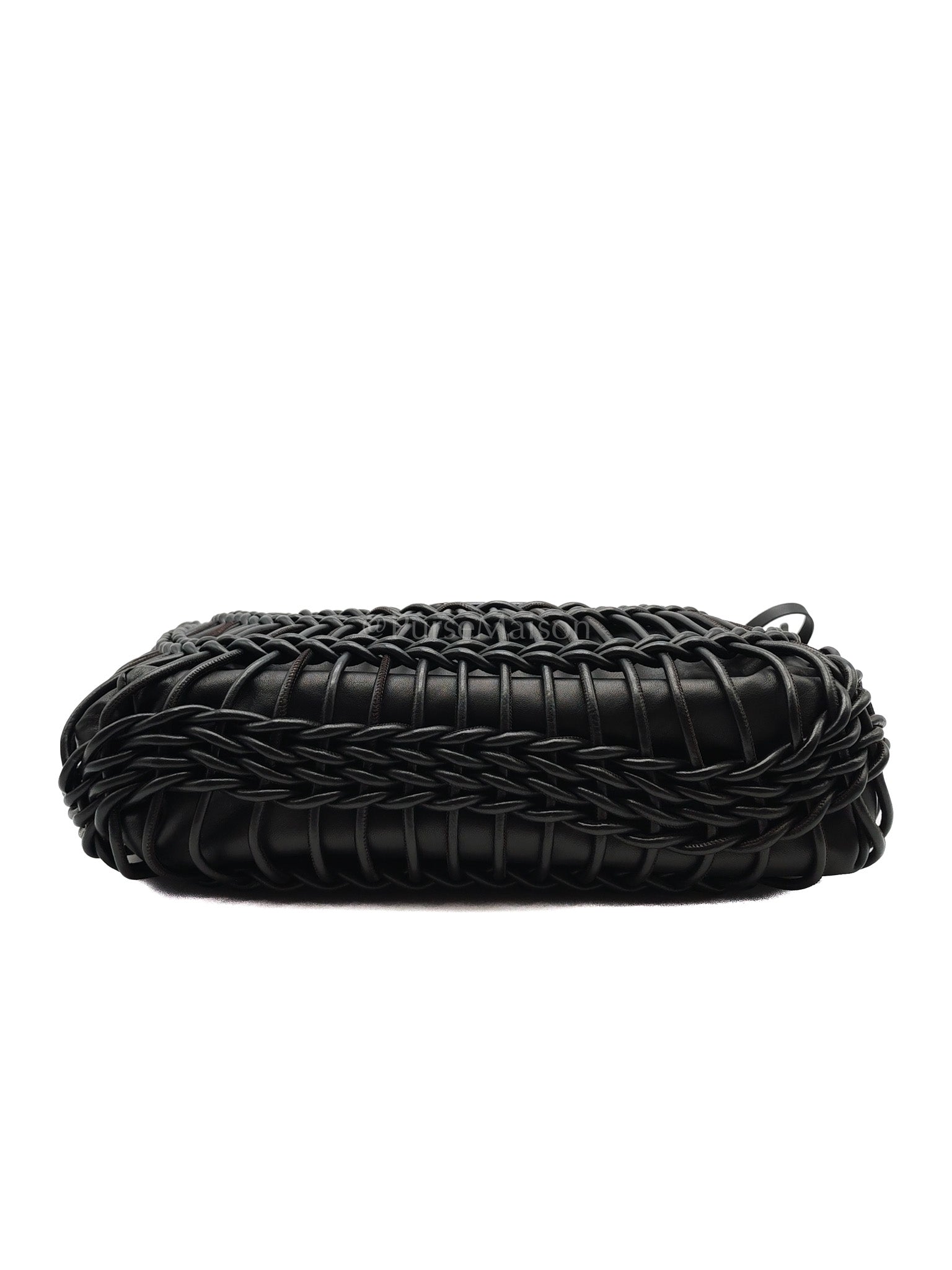 Allknots Woven Tote Bag in Black Lambskin Leather | Purse Maison Luxury Bags Shop