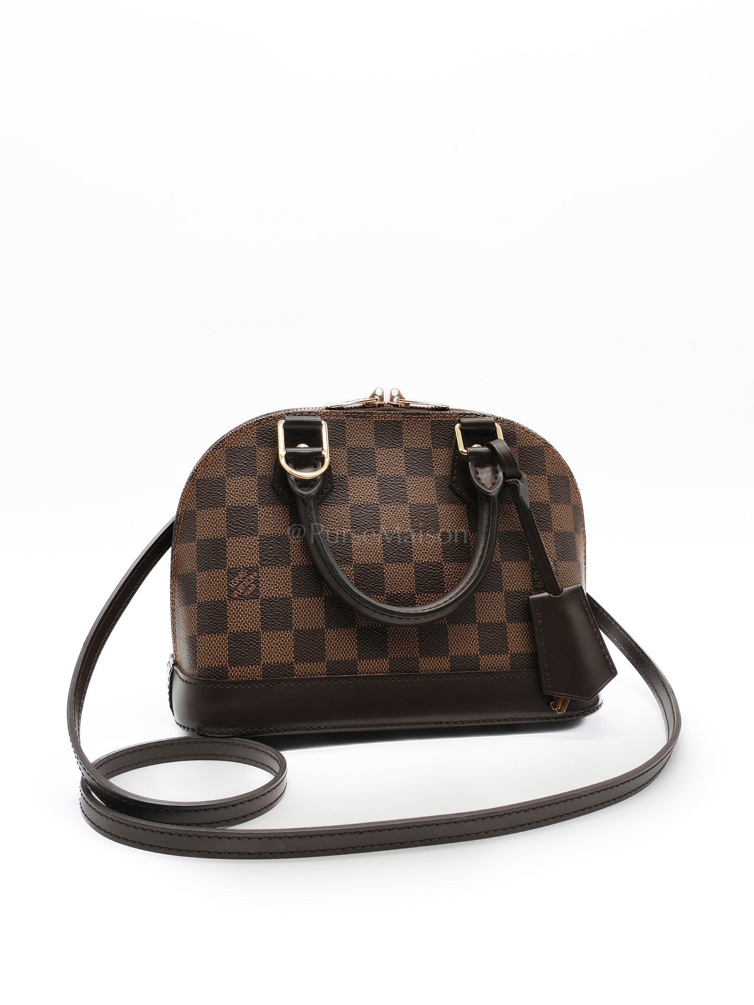 Alma BB in Damier Ebene Canvas Shoulder Bag (Microchip) | Purse Maison Luxury Bags Shop