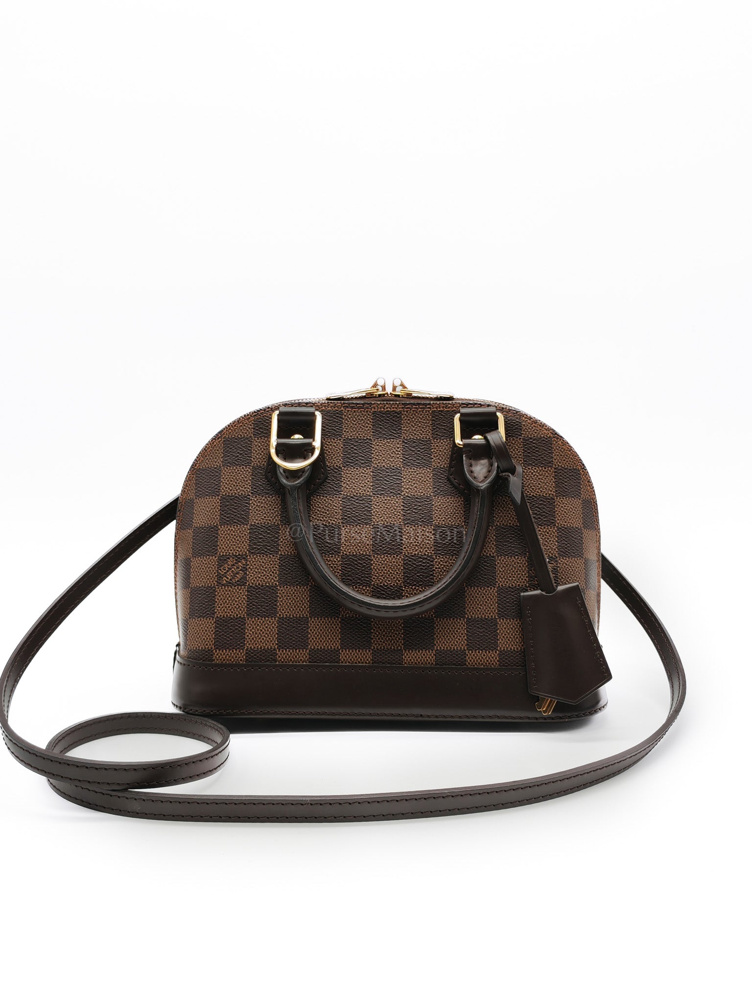 Alma BB in Damier Ebene Canvas Shoulder Bag (Microchip) | Purse Maison Luxury Bags Shop