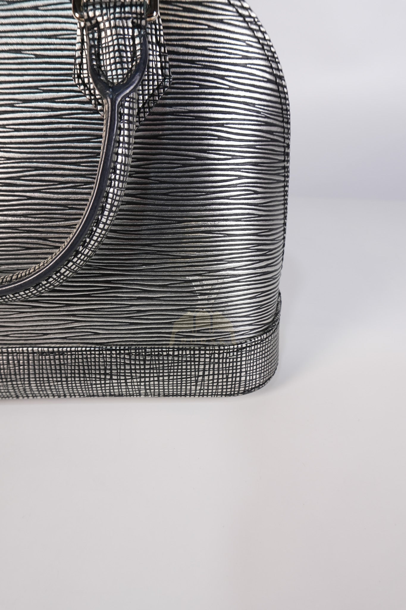 Alma BB in Metallic Silver Epi Leather & Silver Hardware (Date Code: SN1195) | Purse Maison Luxury Bags Shop