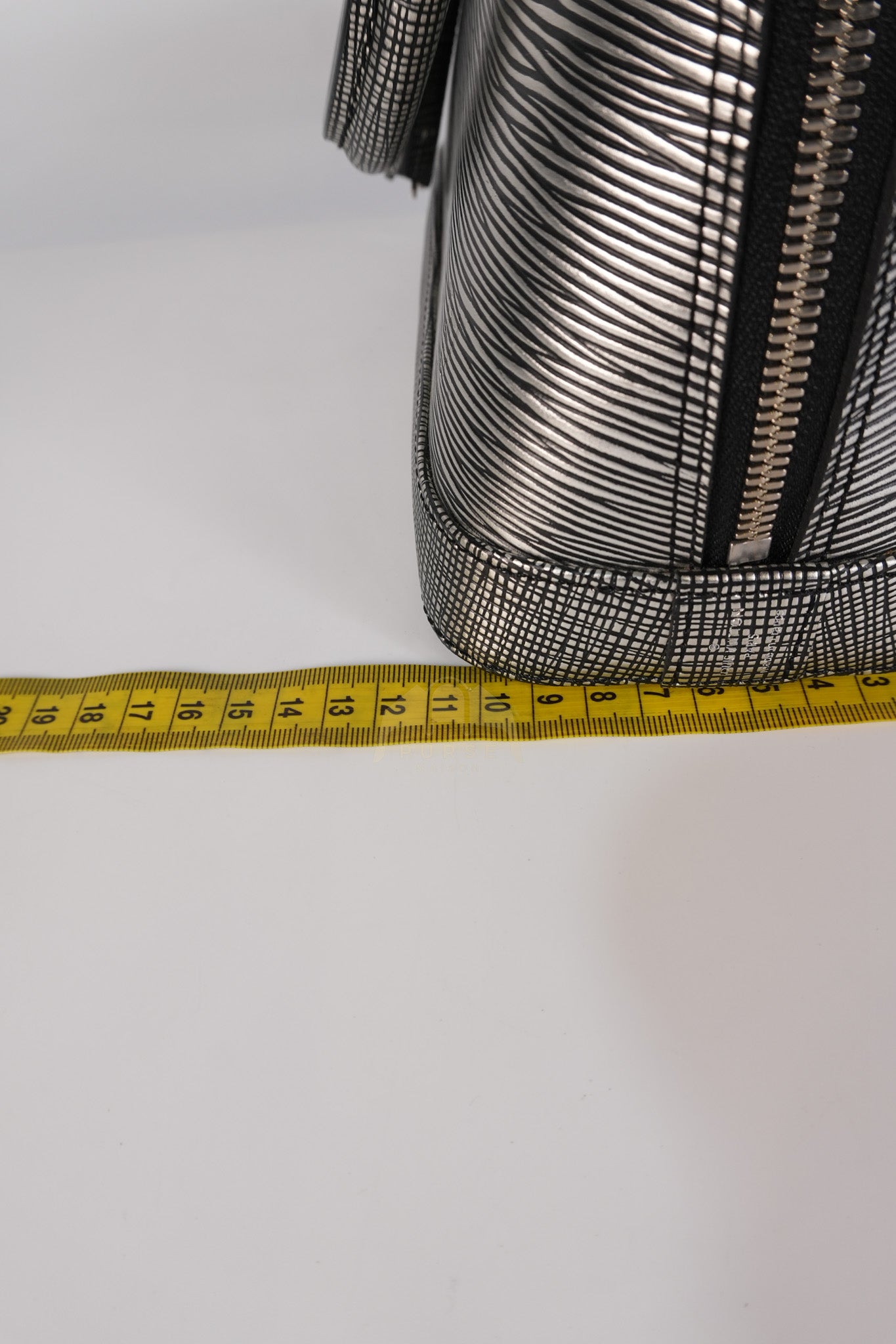 Alma BB in Metallic Silver Epi Leather & Silver Hardware (Date Code: SN1195) | Purse Maison Luxury Bags Shop