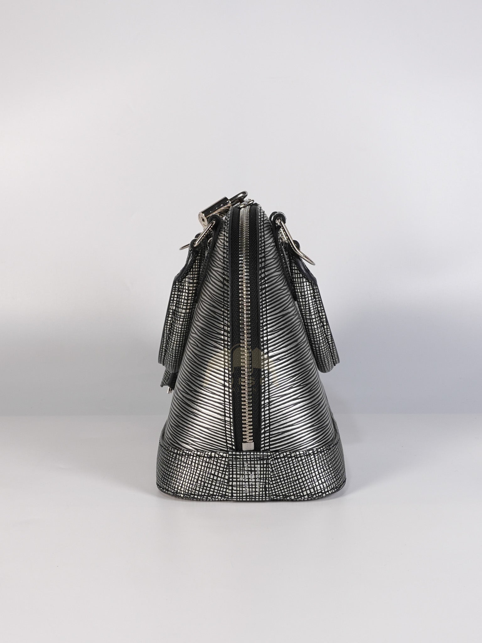 Alma BB in Metallic Silver Epi Leather & Silver Hardware (Date Code: SN1195) | Purse Maison Luxury Bags Shop