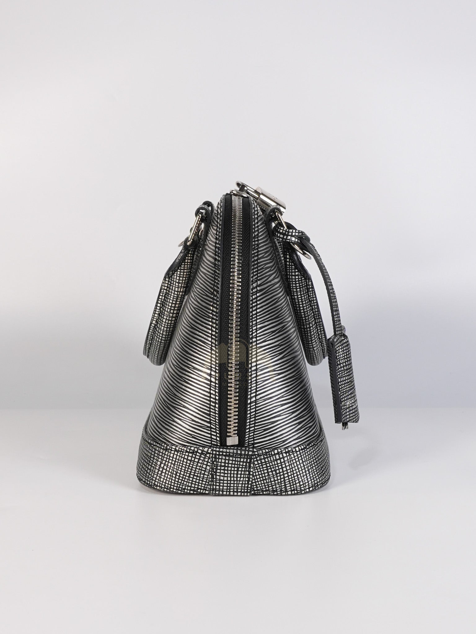 Alma BB in Metallic Silver Epi Leather & Silver Hardware (Date Code: SN1195) | Purse Maison Luxury Bags Shop