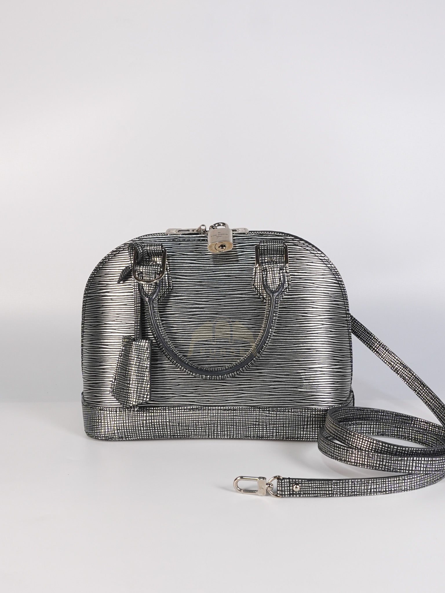 Alma BB in Metallic Silver Epi Leather & Silver Hardware (Date Code: SN1195) | Purse Maison Luxury Bags Shop