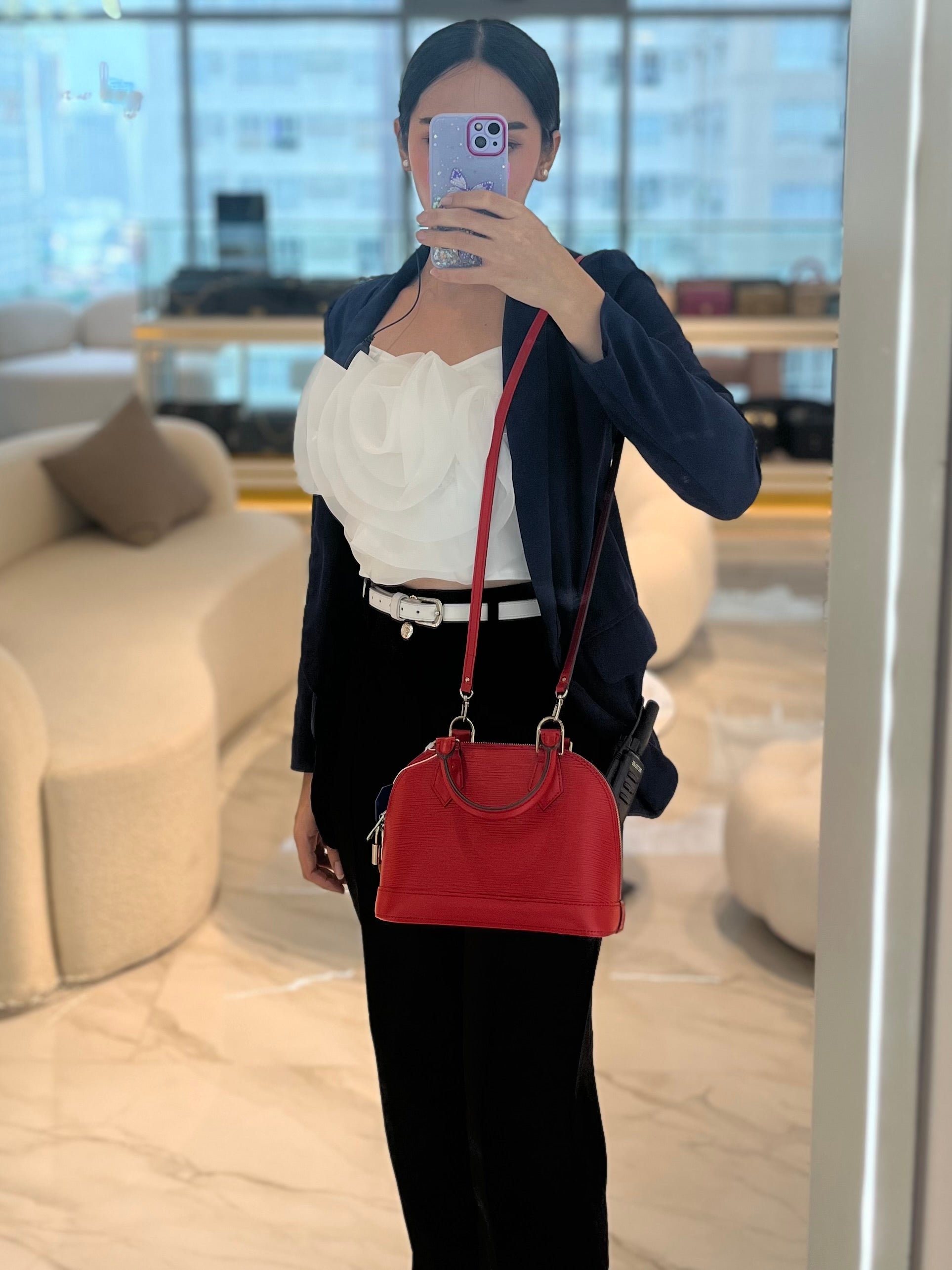 Alma BB in Red Epi Leather & Silver Hardware (Date Code: SN3136) | Purse Maison Luxury Bags Shop