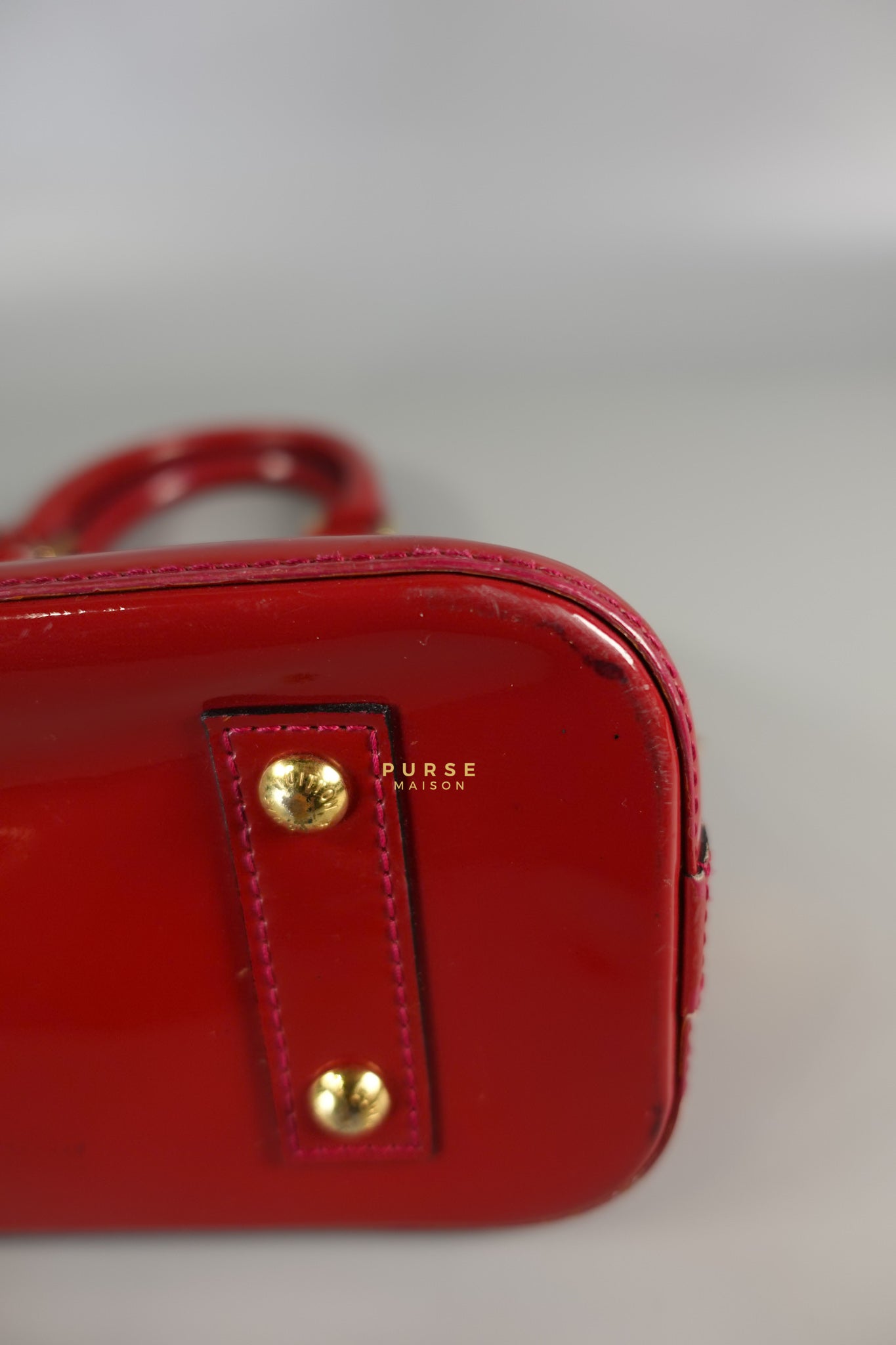 Alma BB in Red Monogram Vernis Leather (Date Code: AA2123) | Purse Maison Luxury Bags Shop