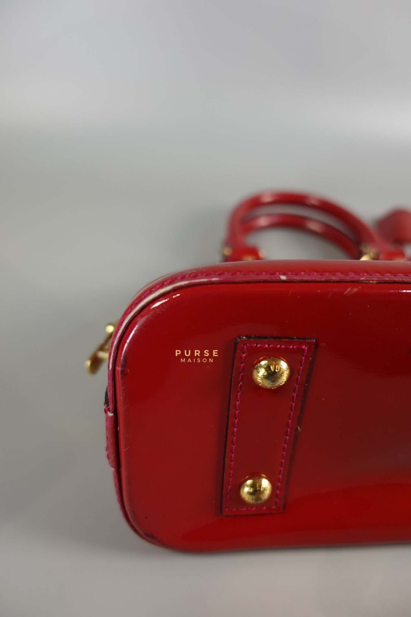 Alma BB in Red Monogram Vernis Leather (Date Code: AA2123) | Purse Maison Luxury Bags Shop