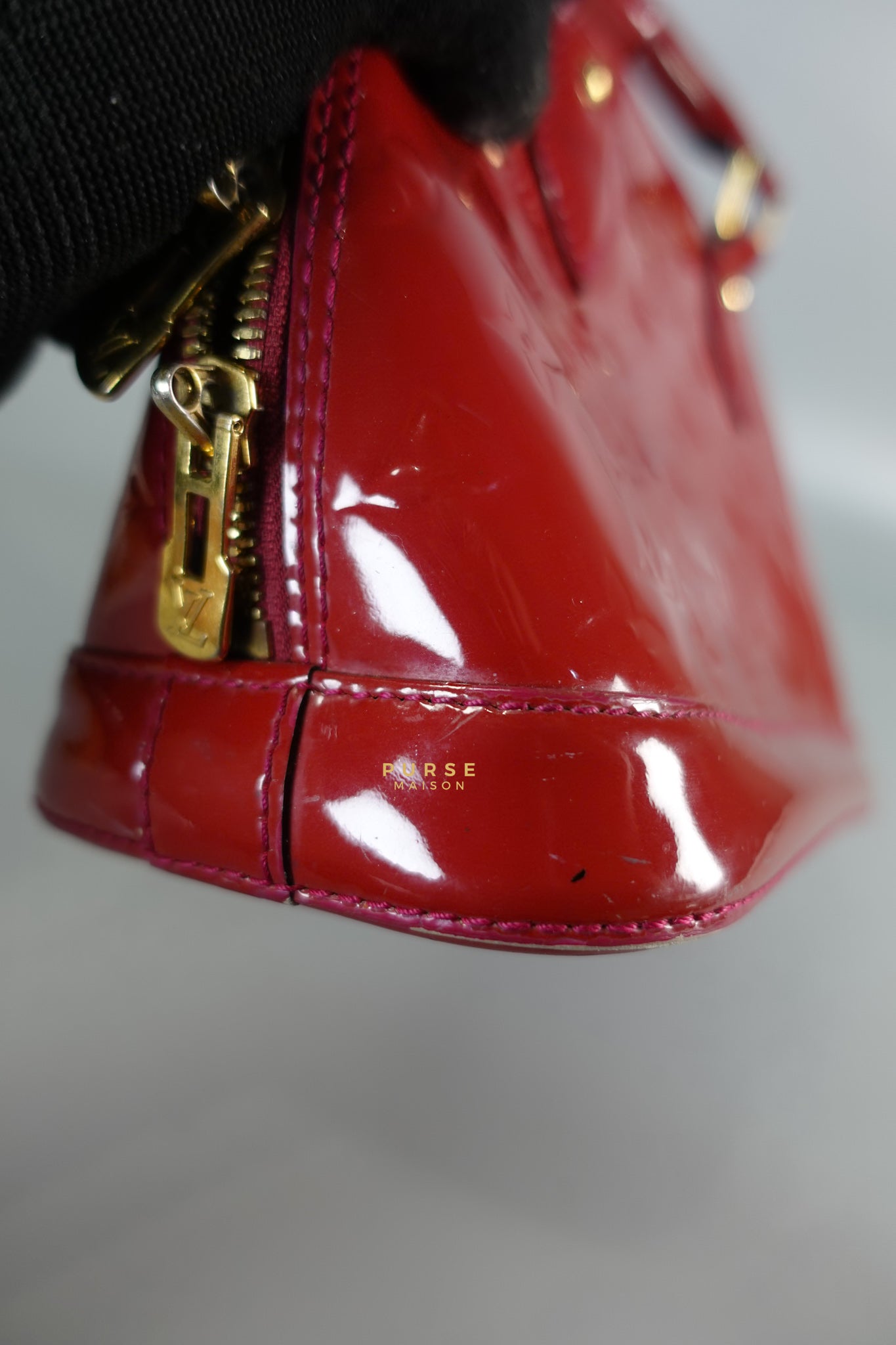 Alma BB in Red Monogram Vernis Leather (Date Code: AA2123) | Purse Maison Luxury Bags Shop