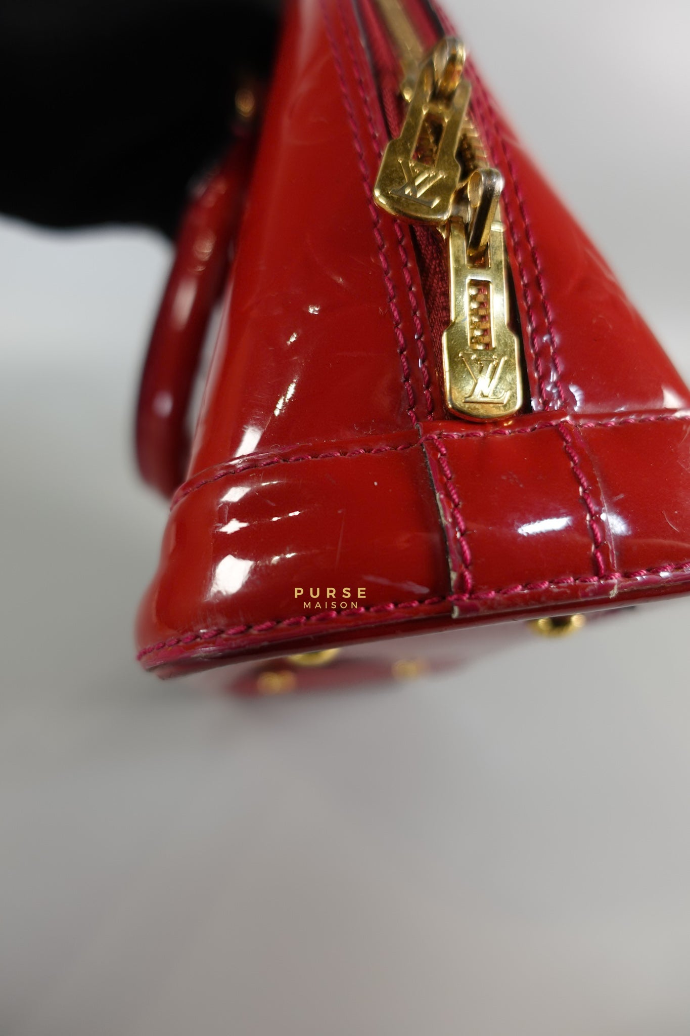 Alma BB in Red Monogram Vernis Leather (Date Code: AA2123) | Purse Maison Luxury Bags Shop