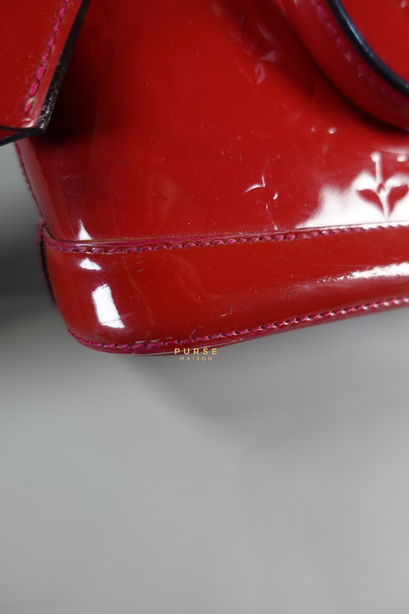 Alma BB in Red Monogram Vernis Leather (Date Code: AA2123) | Purse Maison Luxury Bags Shop