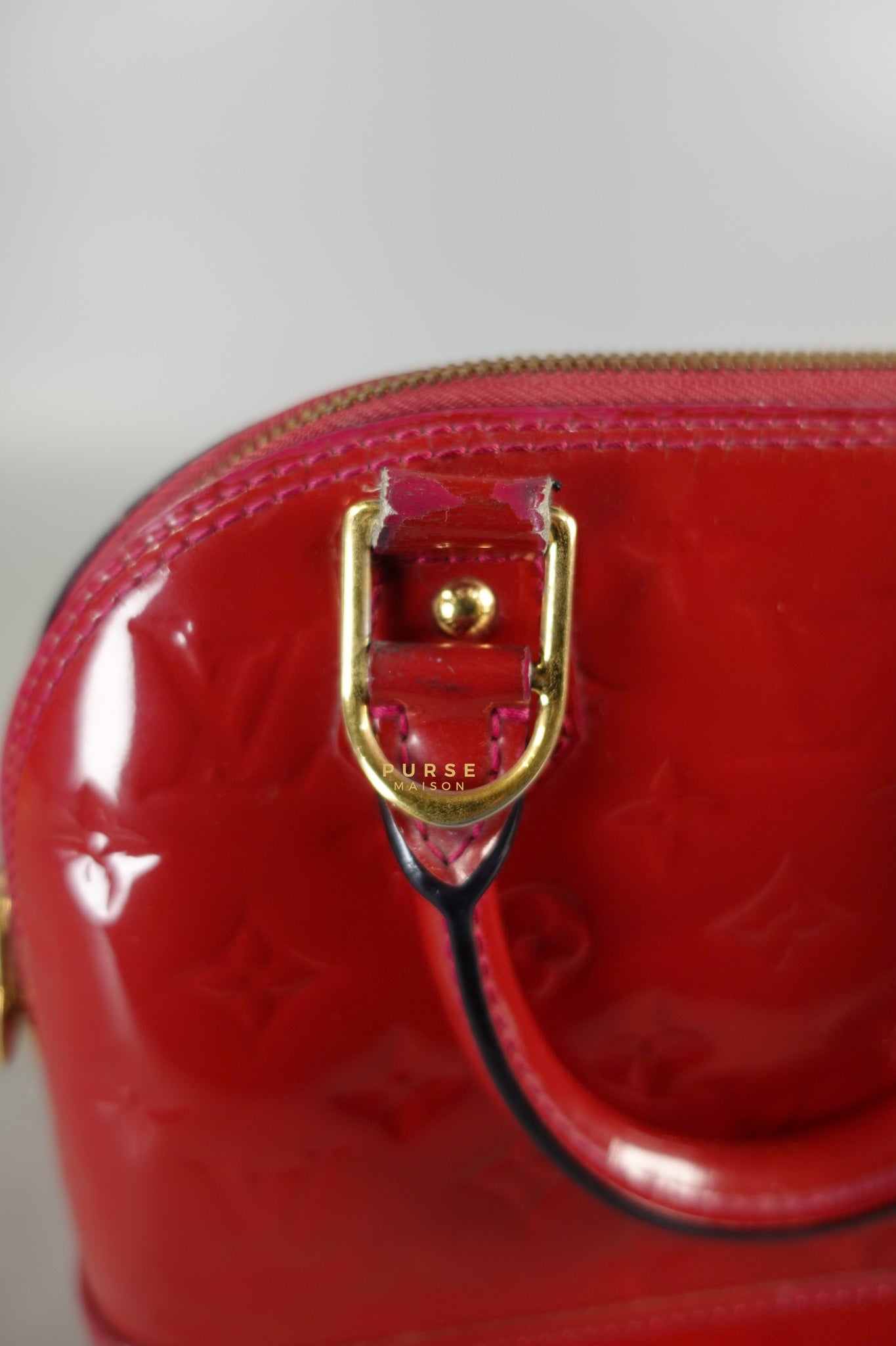 Alma BB in Red Monogram Vernis Leather (Date Code: AA2123) | Purse Maison Luxury Bags Shop