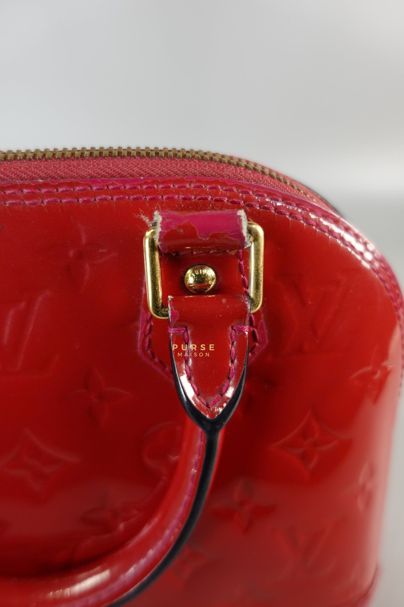 Alma BB in Red Monogram Vernis Leather (Date Code: AA2123) | Purse Maison Luxury Bags Shop