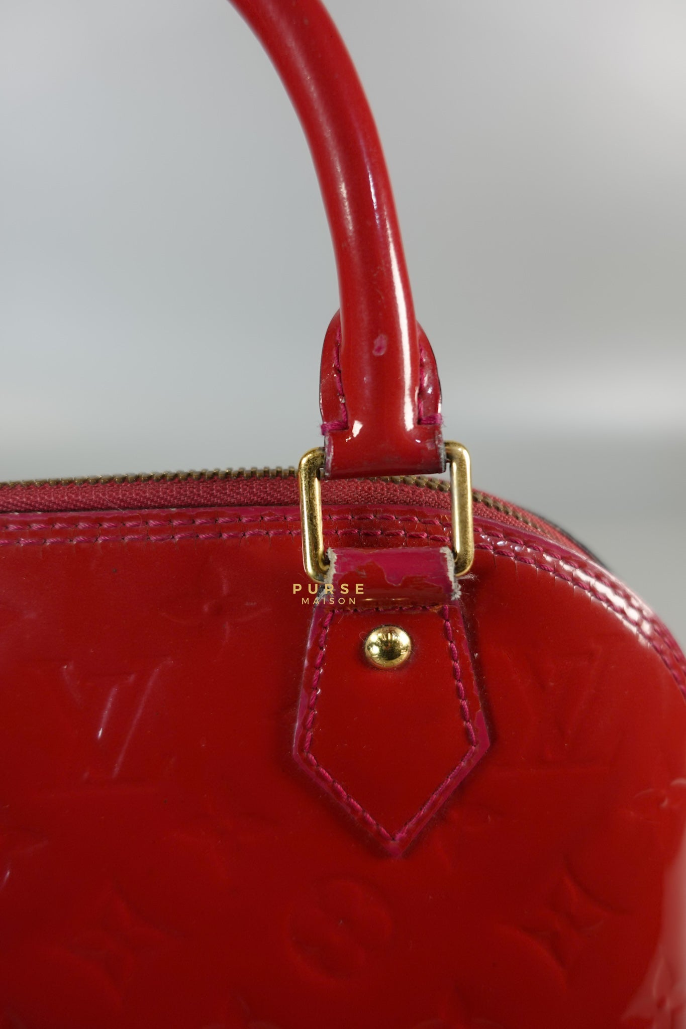 Alma BB in Red Monogram Vernis Leather (Date Code: AA2123) | Purse Maison Luxury Bags Shop