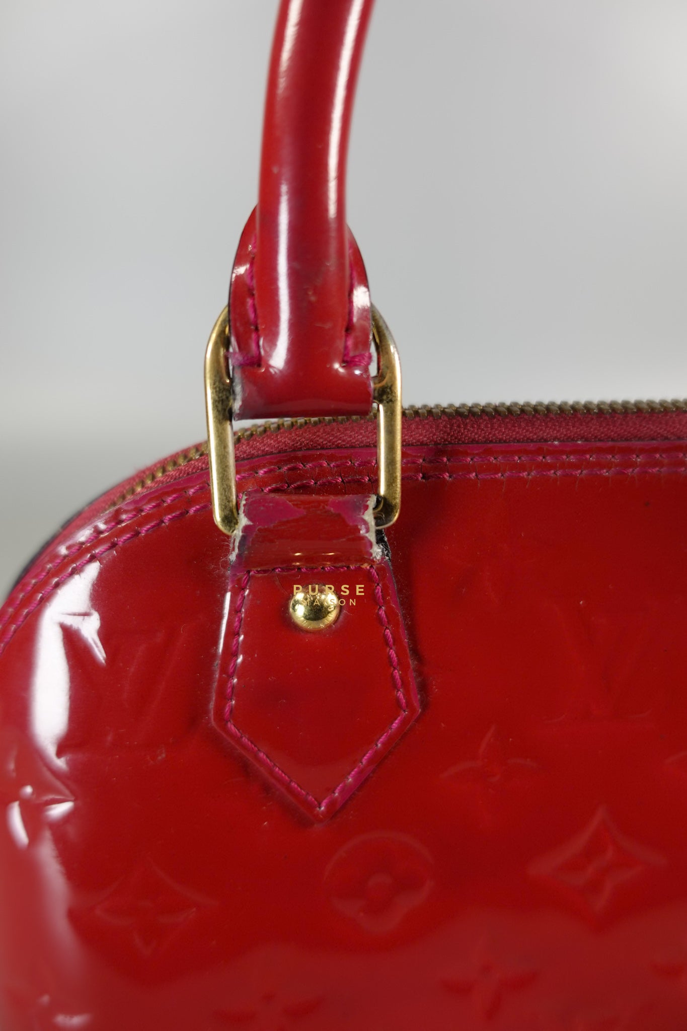 Alma BB in Red Monogram Vernis Leather (Date Code: AA2123) | Purse Maison Luxury Bags Shop