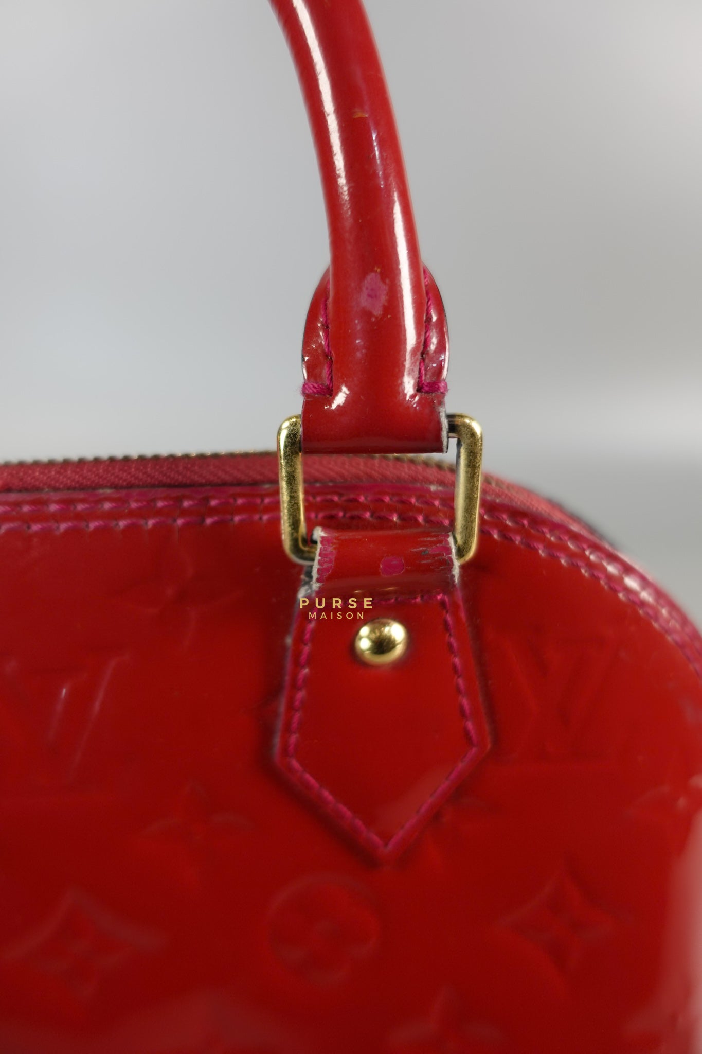 Alma BB in Red Monogram Vernis Leather (Date Code: AA2123) | Purse Maison Luxury Bags Shop