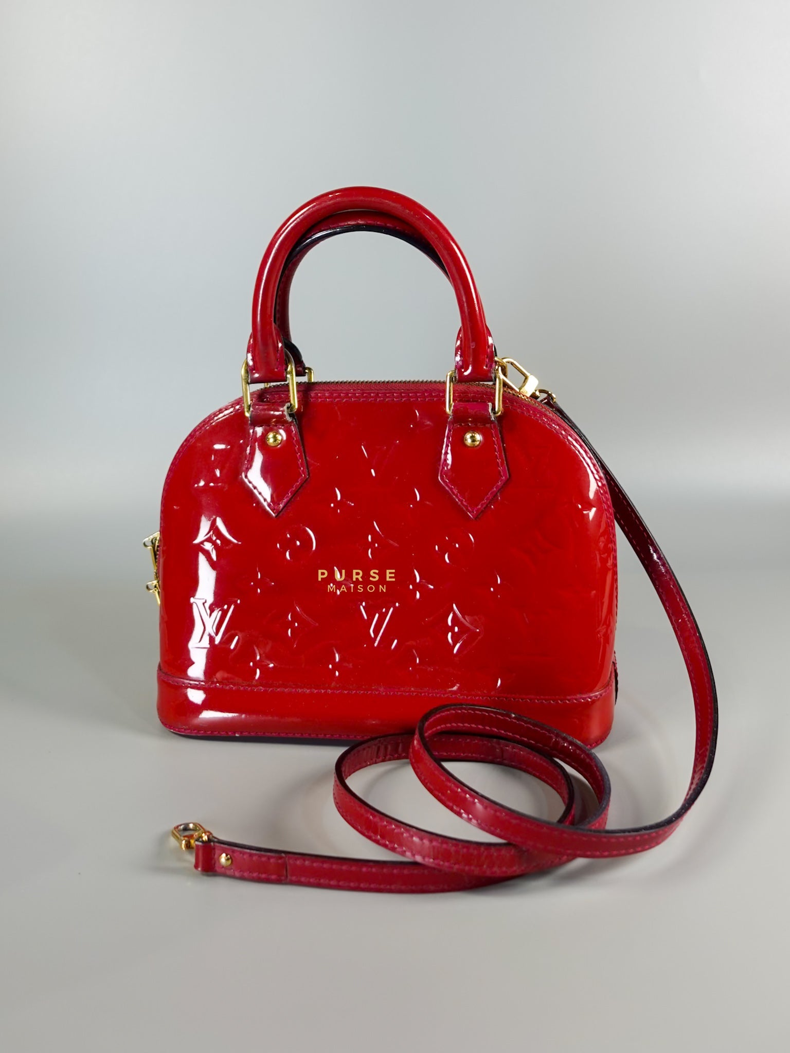 Alma BB in Red Monogram Vernis Leather (Date Code: AA2123) | Purse Maison Luxury Bags Shop