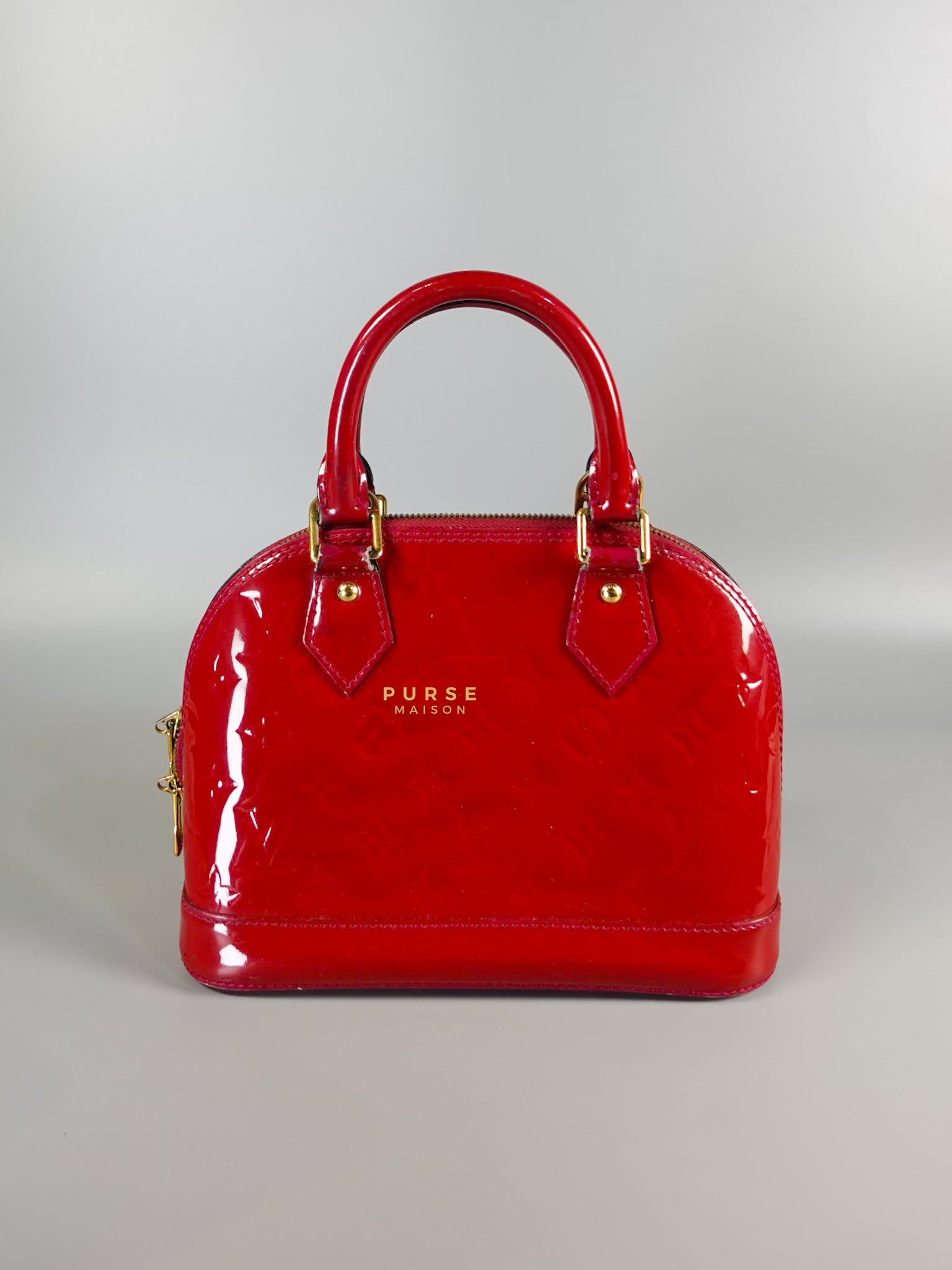 Alma BB in Red Monogram Vernis Leather (Date Code: AA2123) | Purse Maison Luxury Bags Shop