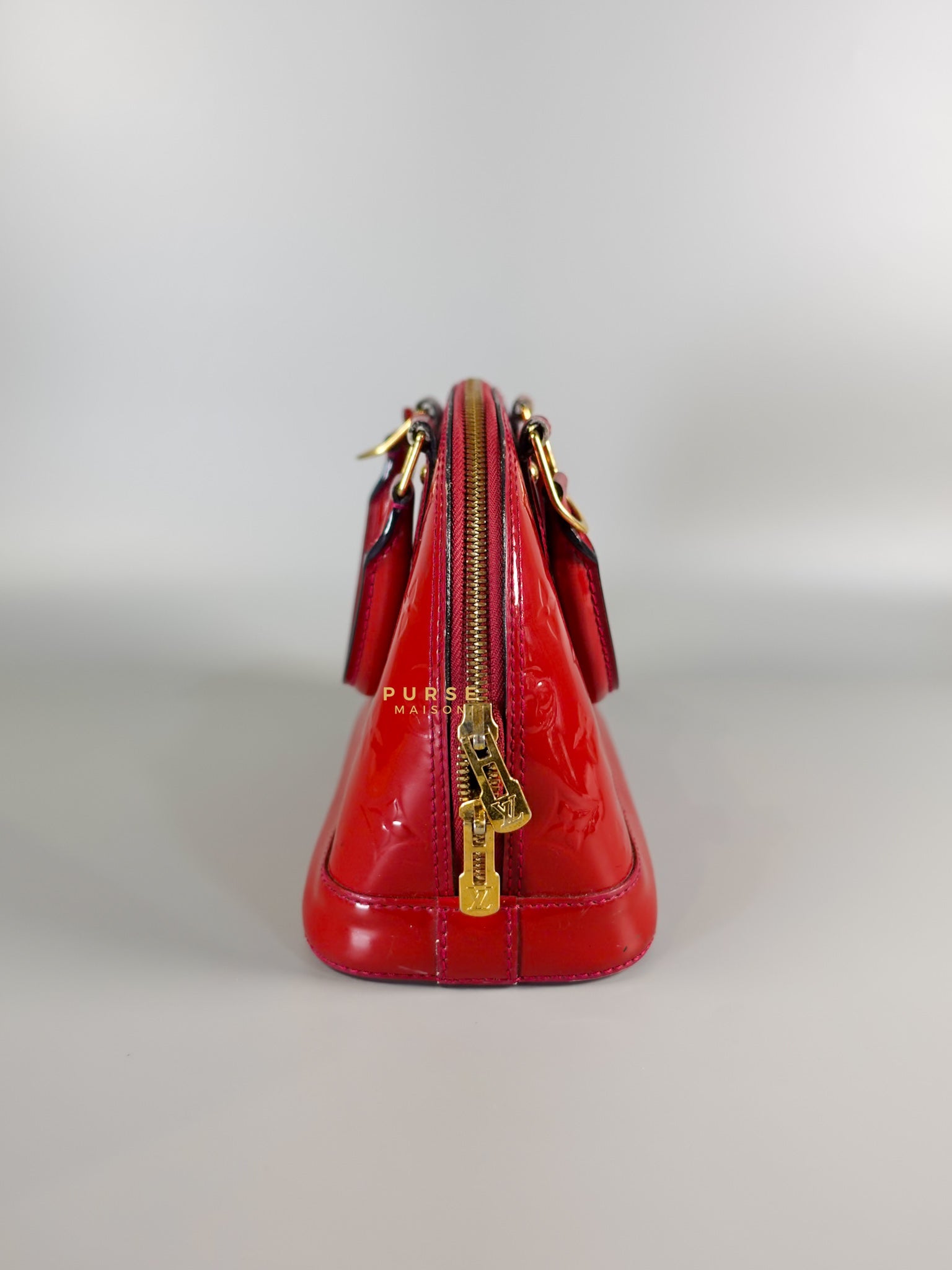 Alma BB in Red Monogram Vernis Leather (Date Code: AA2123) | Purse Maison Luxury Bags Shop