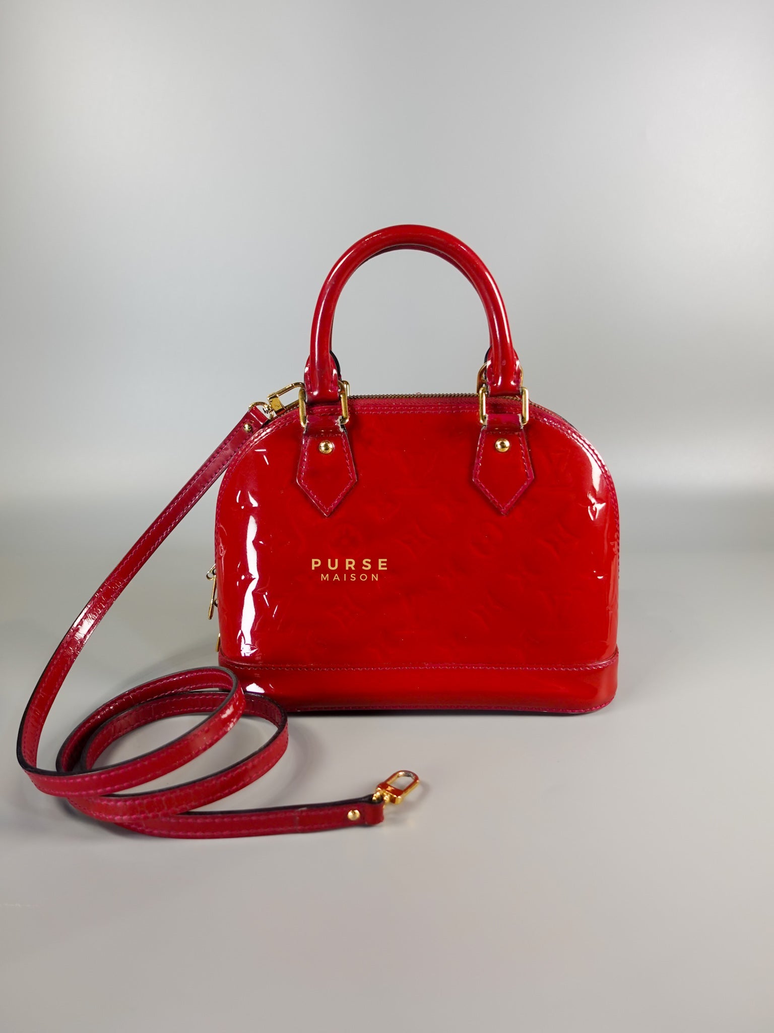 Alma BB in Red Monogram Vernis Leather (Date Code: AA2123) | Purse Maison Luxury Bags Shop