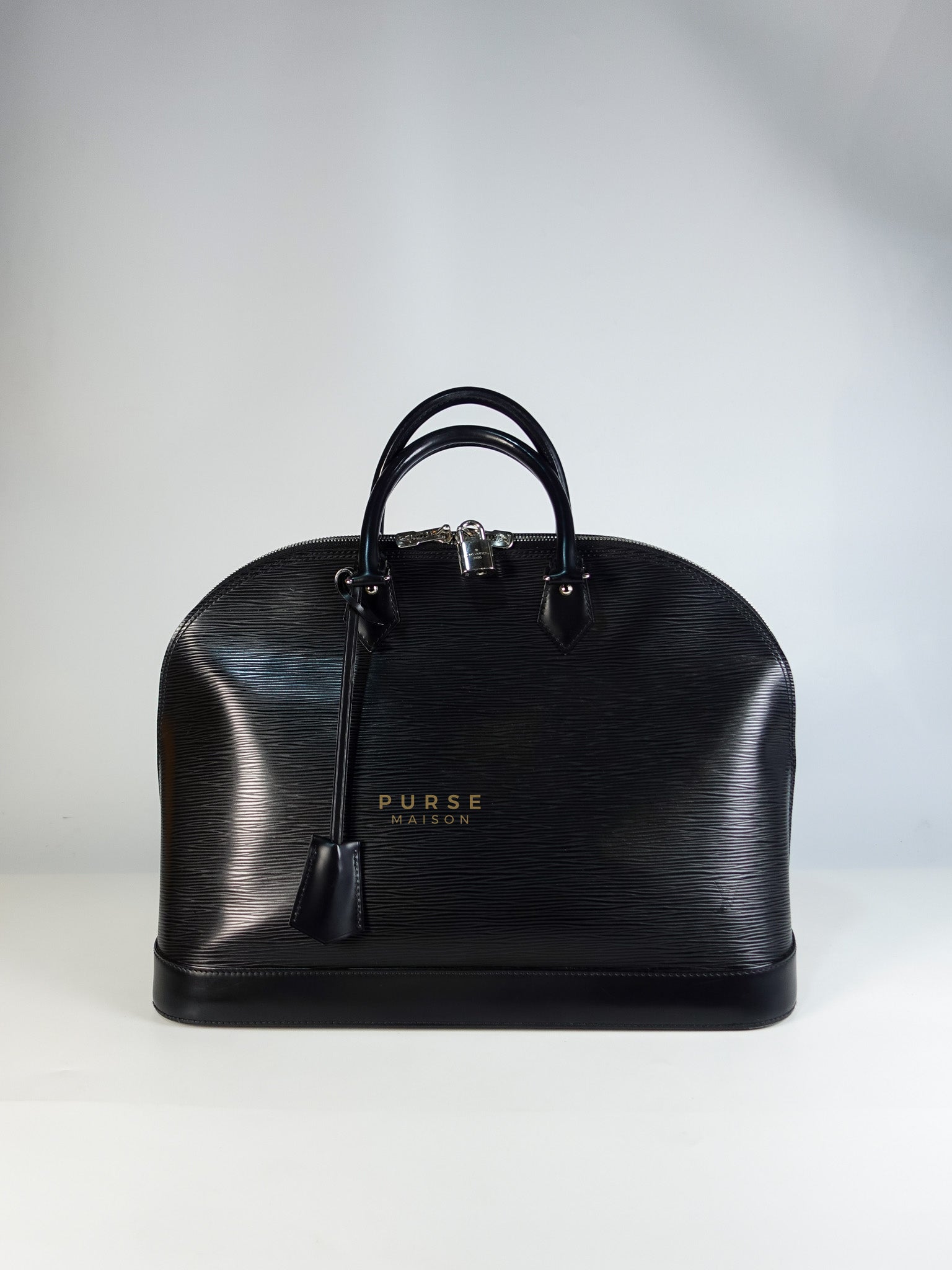 Alma GM in Black Epi Leather Microchip | Purse Maison Luxury Bags Shop