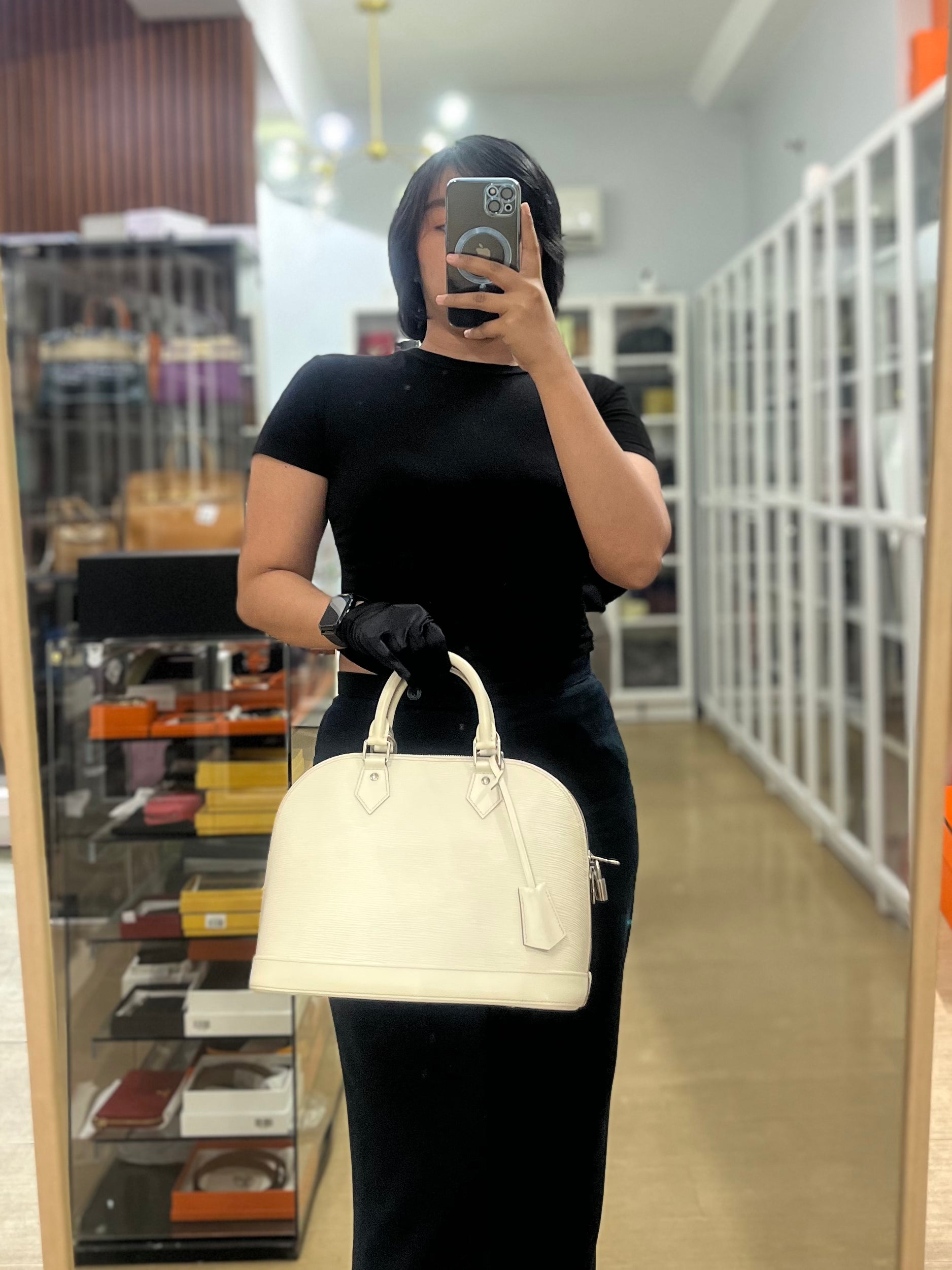 Alma PM In Cream Epi Leather (Date Code: BA3102) | Purse Maison Luxury Bags Shop