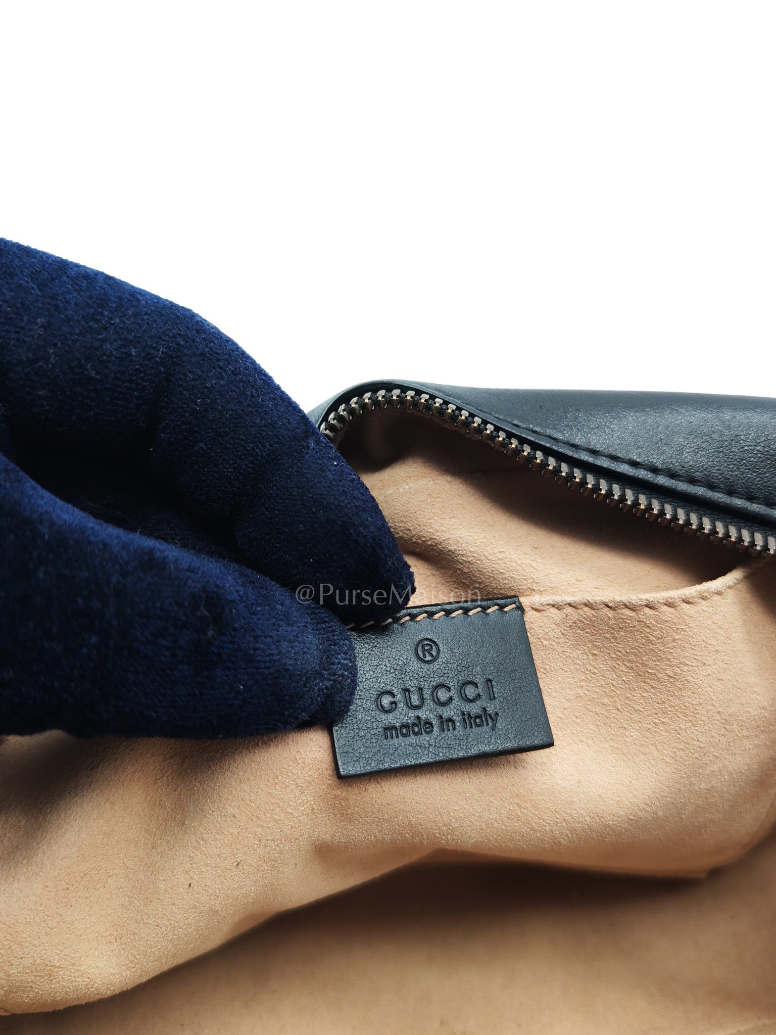 GG Marmont Small Camera Bag in Black Chevron Quilted Matellase Leather & Gold Hardware