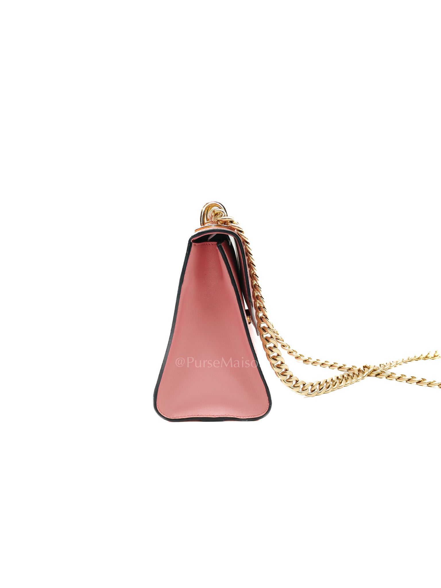 Prada Monochrome Envelope Flap Chain Shoulder Bag in Pink Cuir Calfskin Leather and Gold Hardware