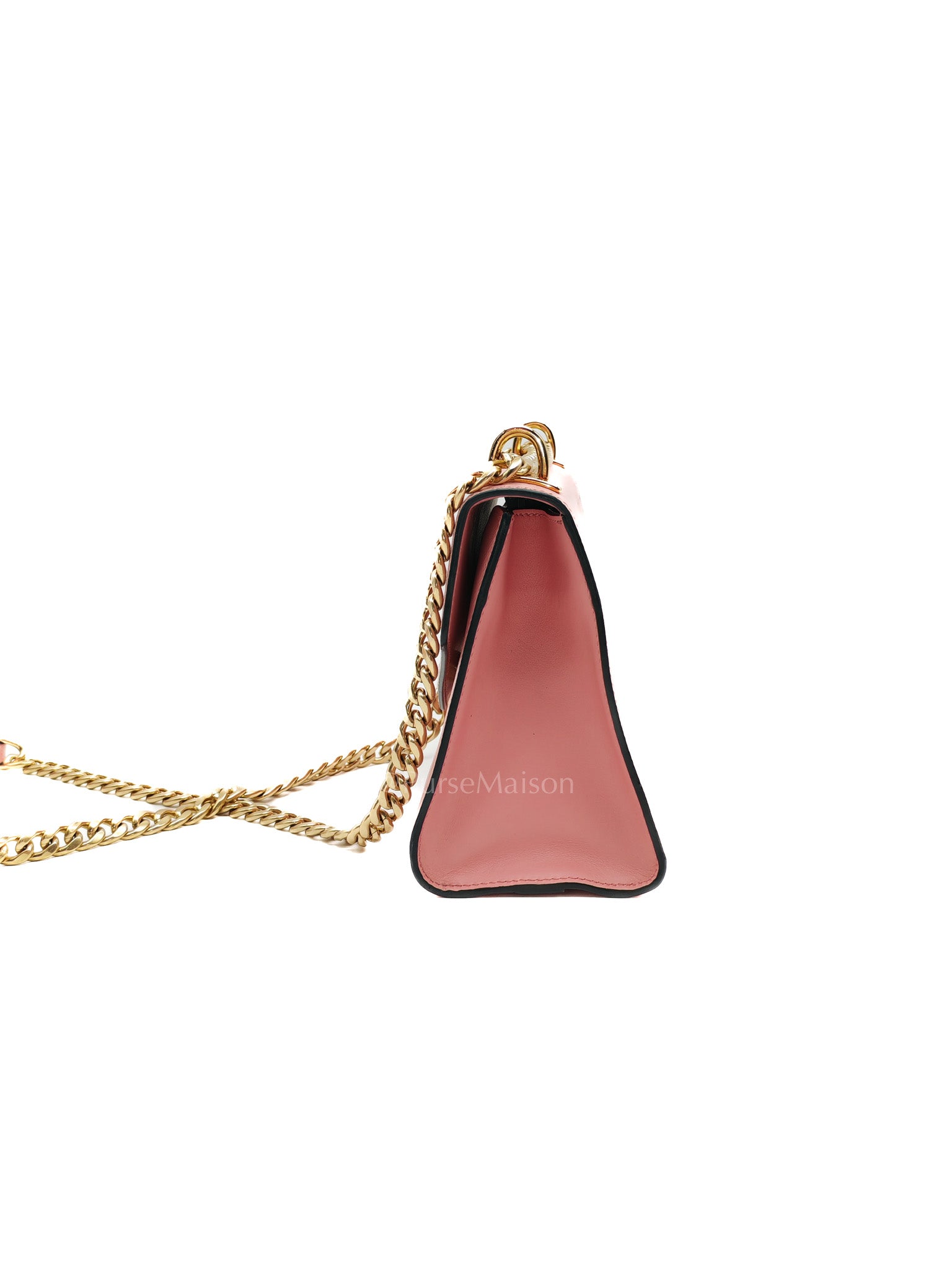 Prada Monochrome Envelope Flap Chain Shoulder Bag in Pink Cuir Calfskin Leather and Gold Hardware