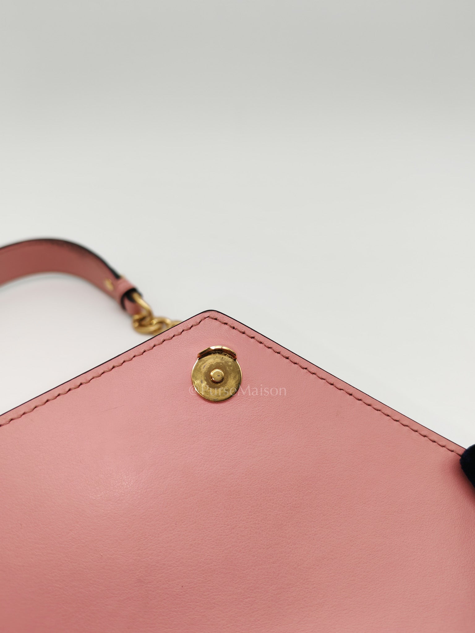 Prada Monochrome Envelope Flap Chain Shoulder Bag in Pink Cuir Calfskin Leather and Gold Hardware