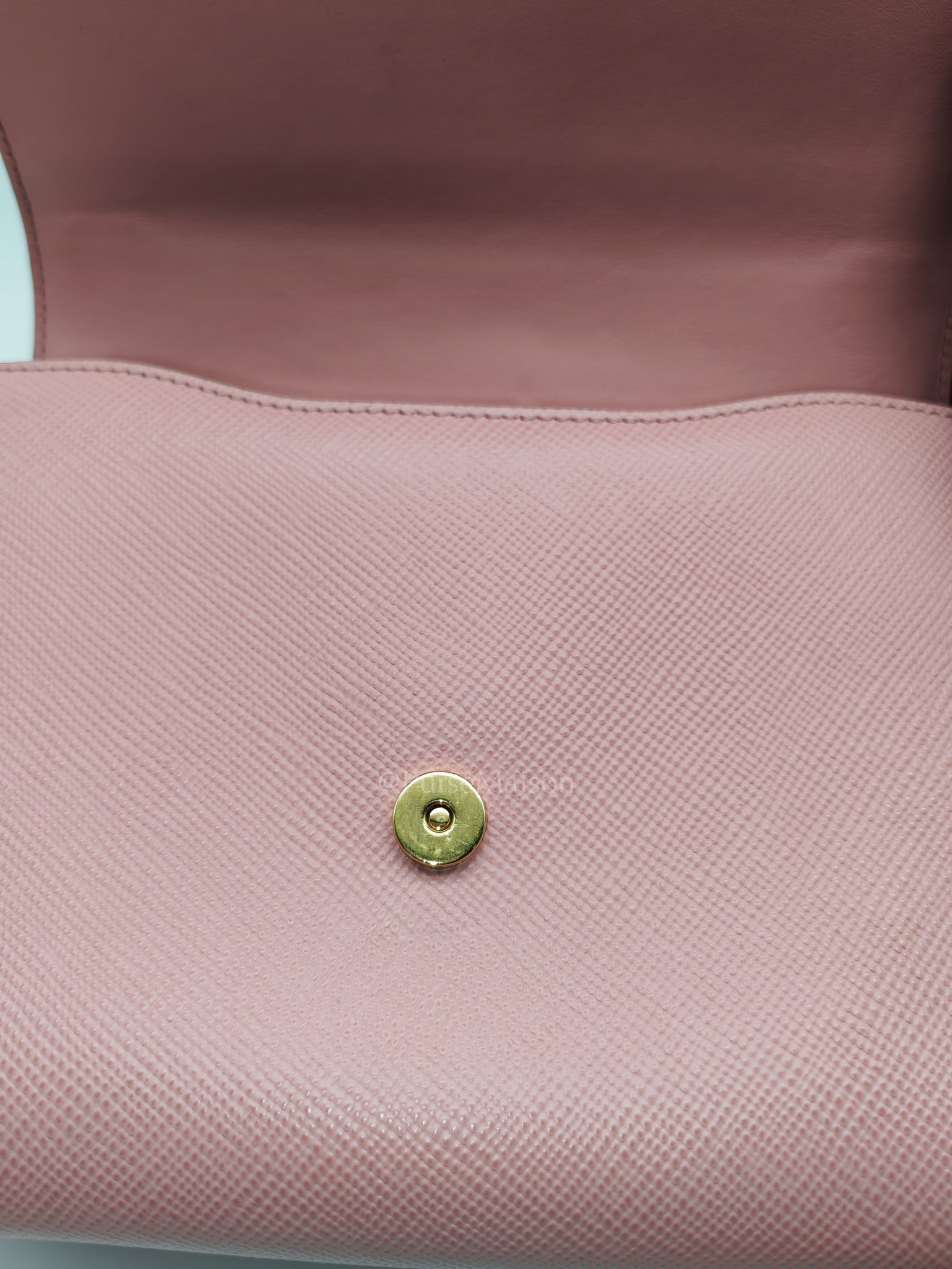Prada Monochrome Envelope Flap Chain Shoulder Bag in Pink Cuir Calfskin Leather and Gold Hardware