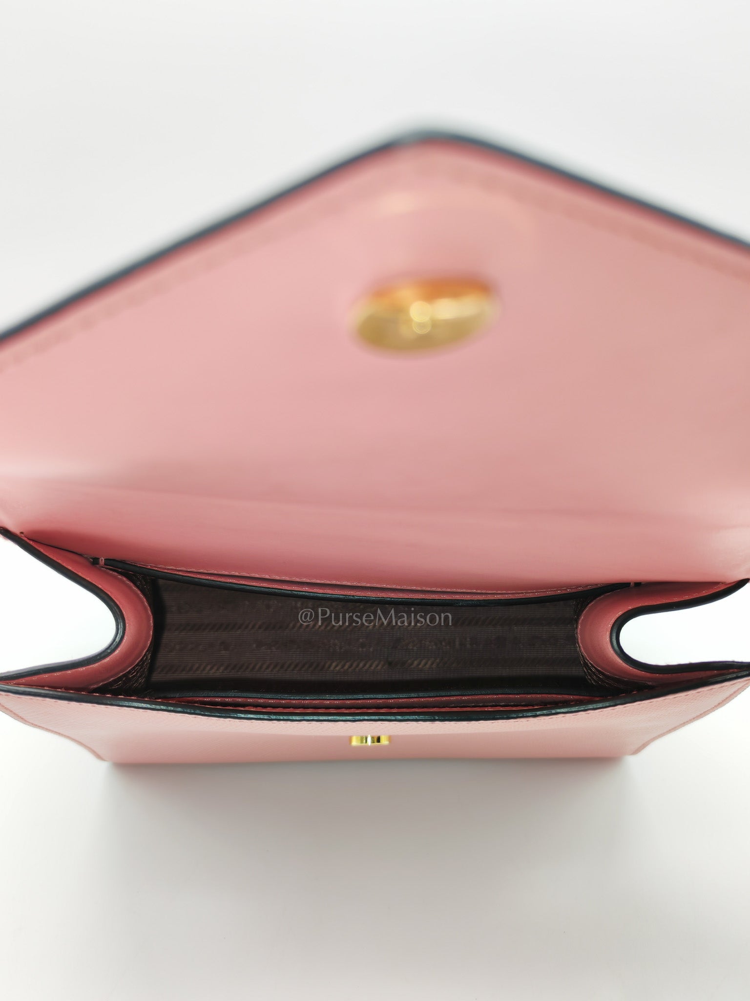 Prada Monochrome Envelope Flap Chain Shoulder Bag in Pink Cuir Calfskin Leather and Gold Hardware