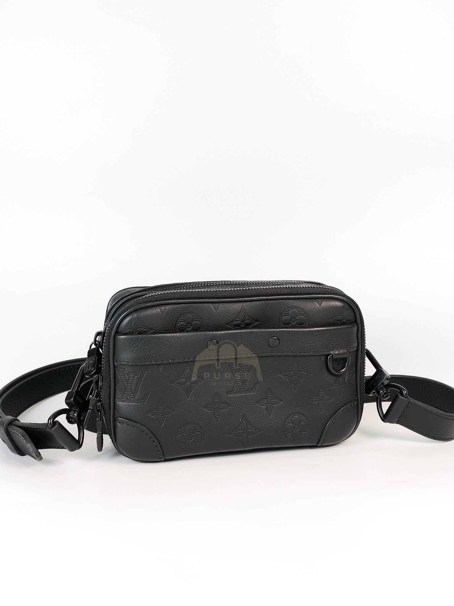 Alpha Wearable Wallet in Black Monogram Leather(Microchip) | Purse Maison Luxury Bags Shop