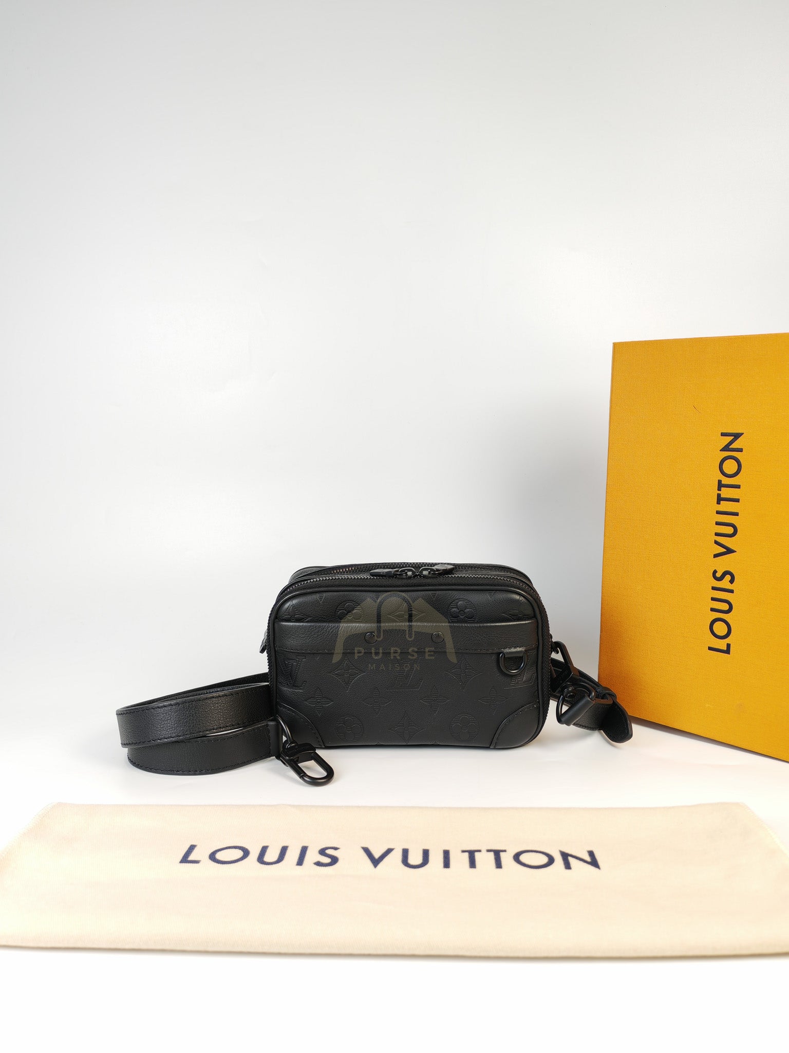 Alpha Wearable Wallet in Black Monogram Leather(Microchip) | Purse Maison Luxury Bags Shop