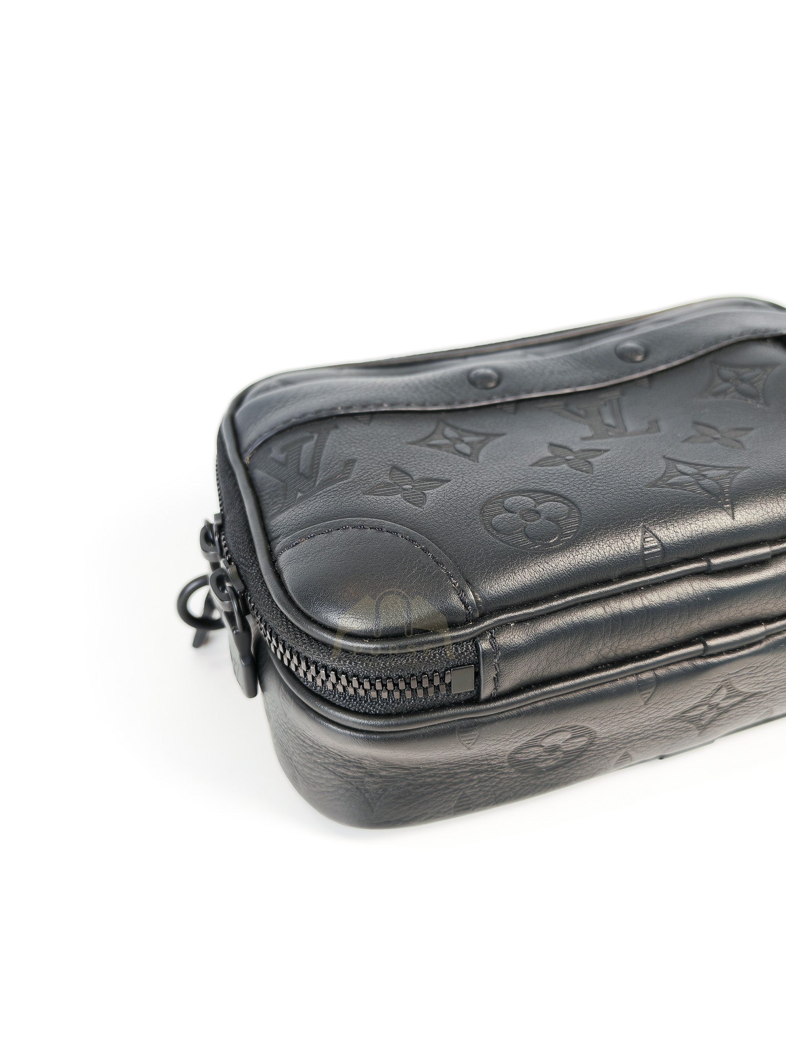 Alpha Wearable Wallet in Black Monogram Leather(Microchip) | Purse Maison Luxury Bags Shop