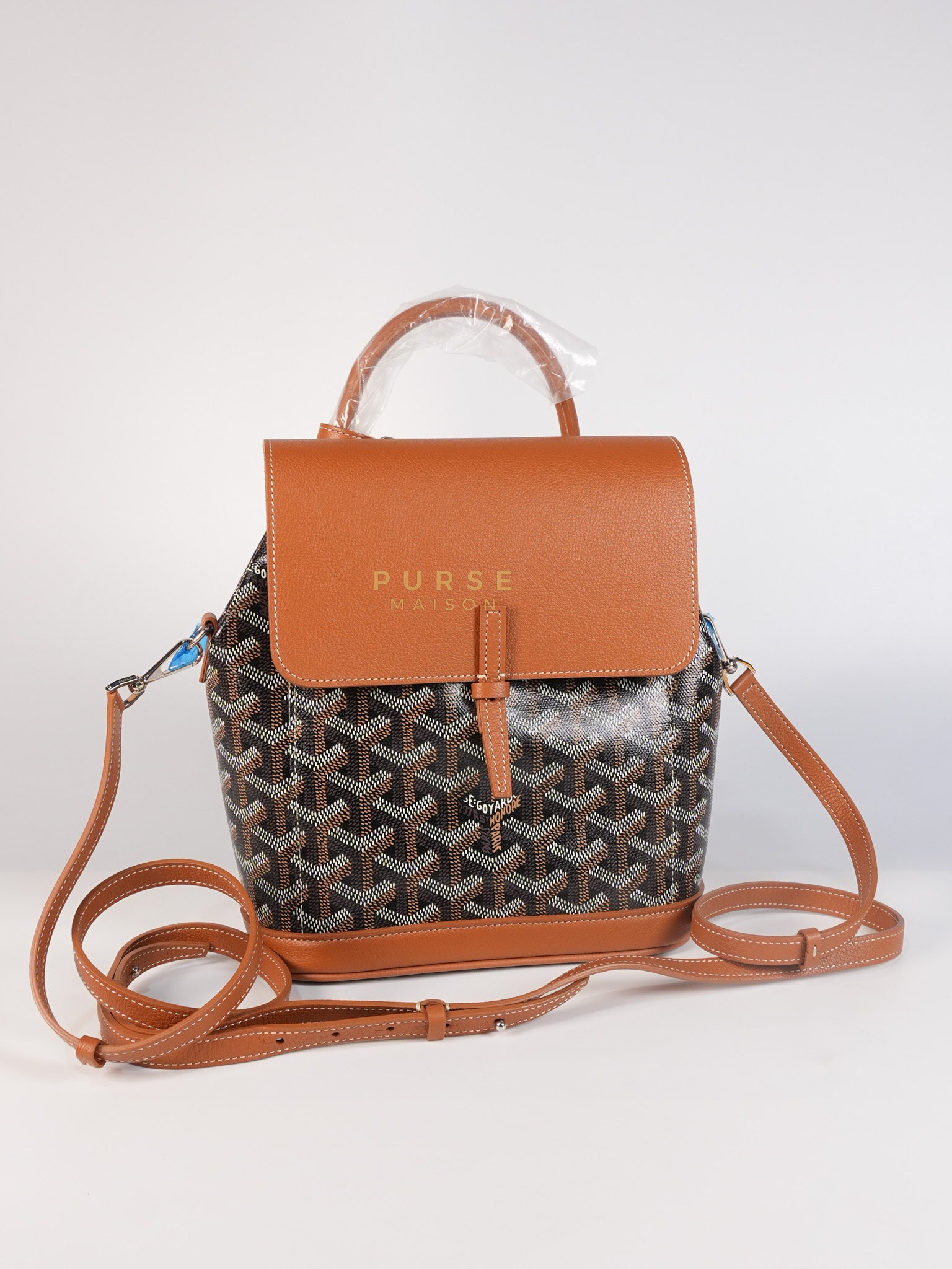 Alpin Mini Backpack in Tan Goyardine Canvas | Purse Maison Luxury Bags Shop