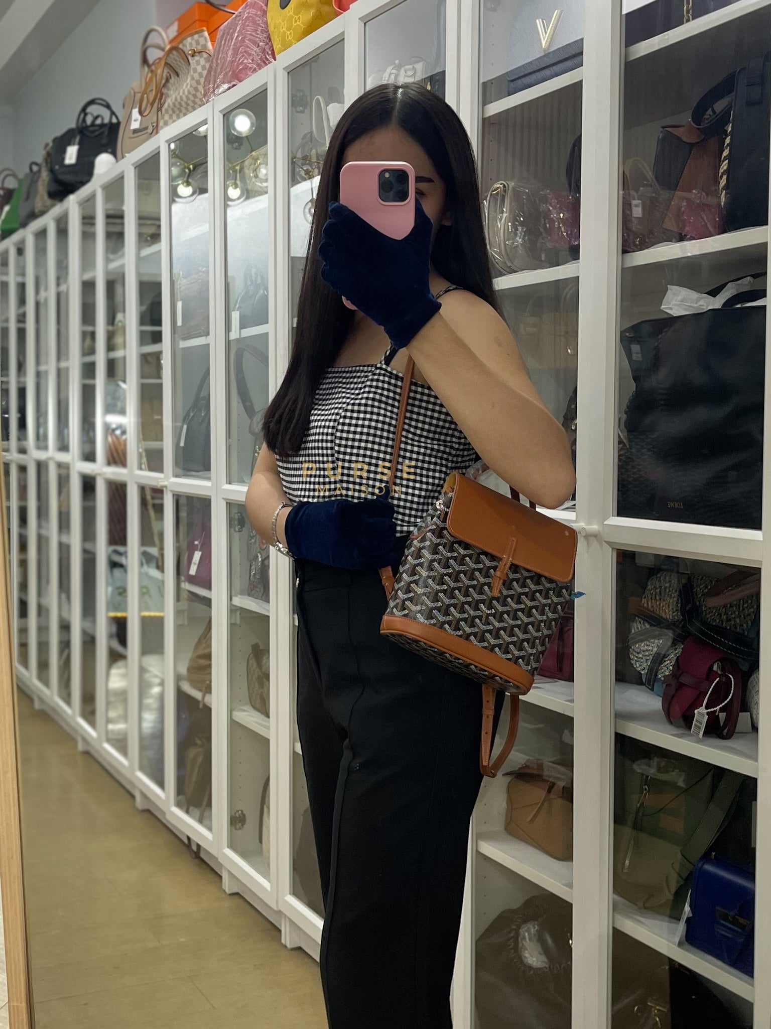 Alpin Mini Backpack in Tan Goyardine Canvas | Purse Maison Luxury Bags Shop