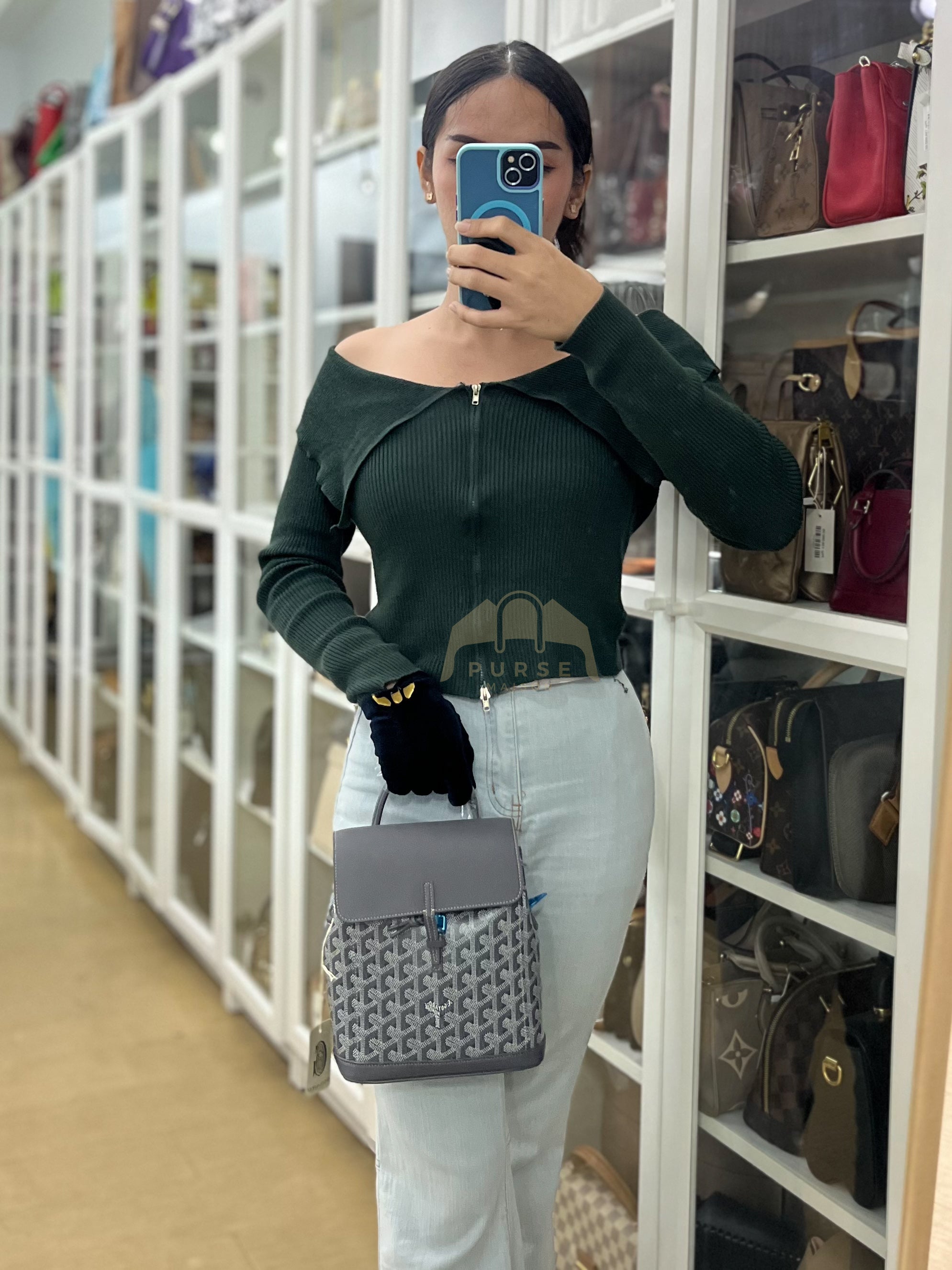 Alpin Mini Gray in Goyardine Canvas Backpack | Purse Maison Luxury Bags Shop