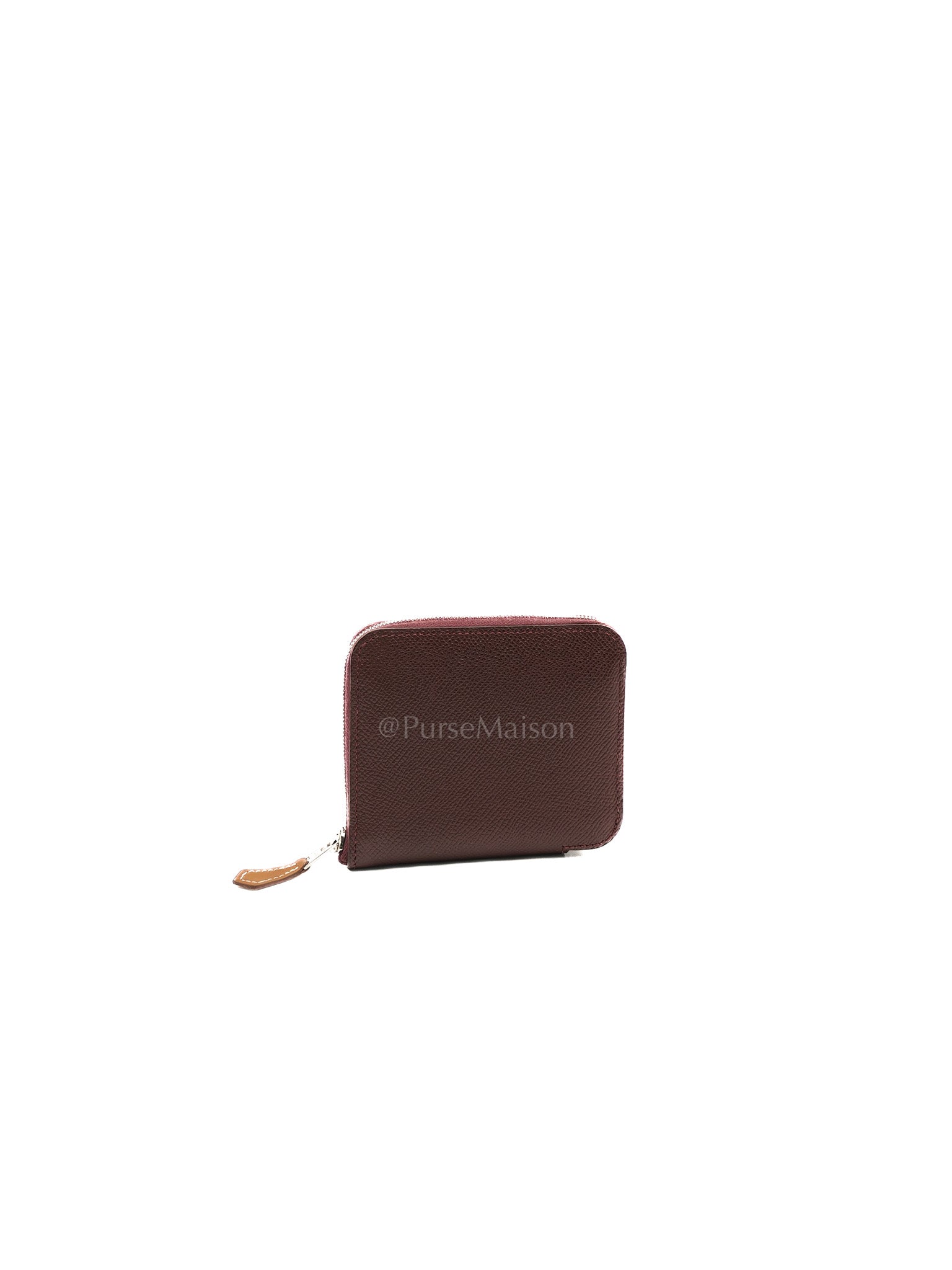 Silk'In Compact Wallet in Burgundy Epsom Leather & Palladium Hardware Stamp A (2017)