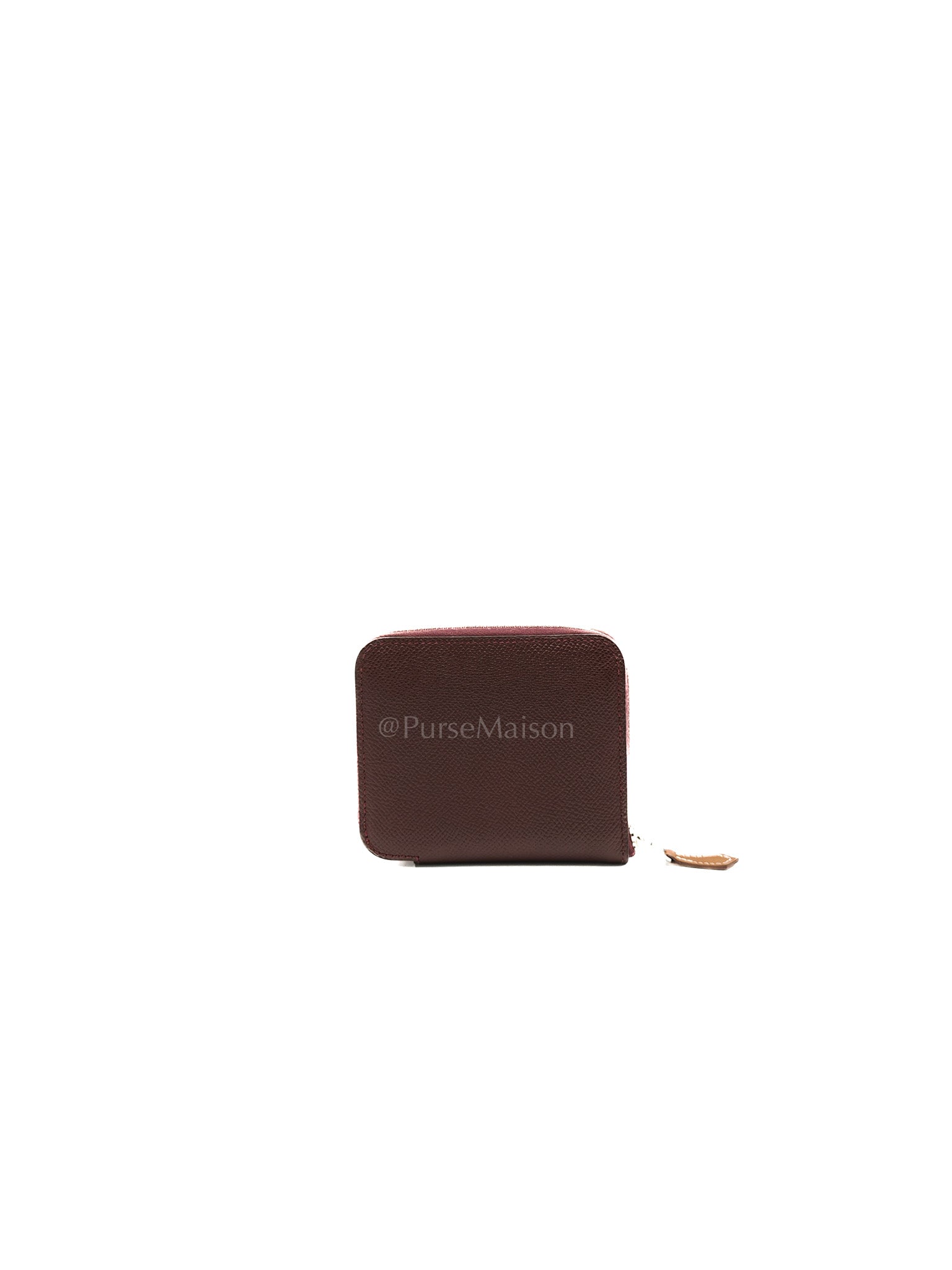 Silk'In Compact Wallet in Burgundy Epsom Leather & Palladium Hardware Stamp A (2017)