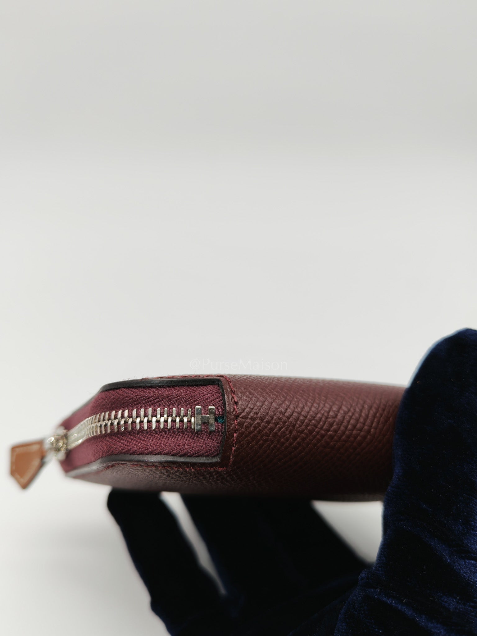 Silk'In Compact Wallet in Burgundy Epsom Leather & Palladium Hardware Stamp A (2017)