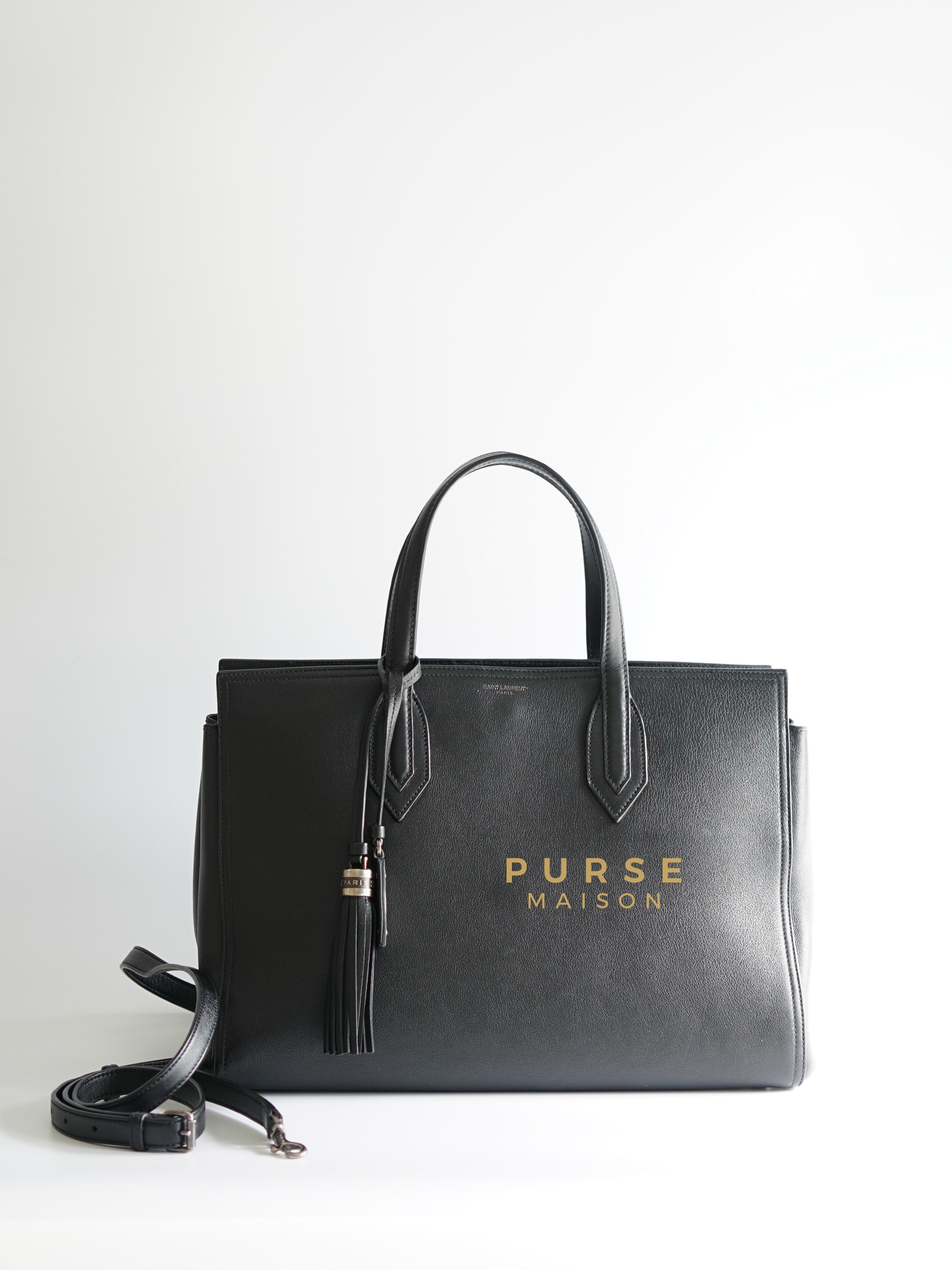 Amber Black Calfskin Leather in Medium Tote Bag | Purse Maison Luxury Bags Shop